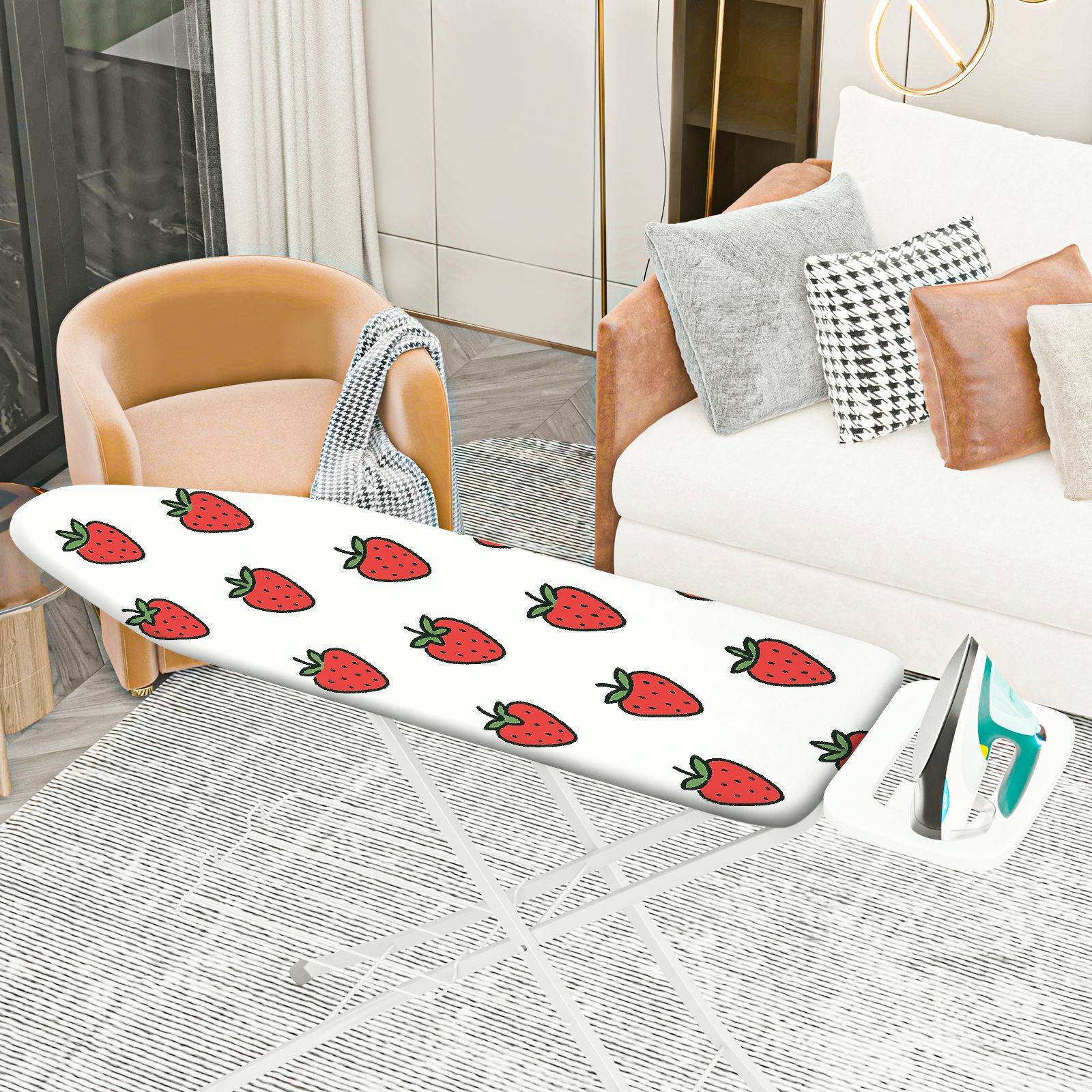 1-Piece Strawberry Pattern Red Fruit Print Cute  Ironing Board Cover, Universal Size, Without Board