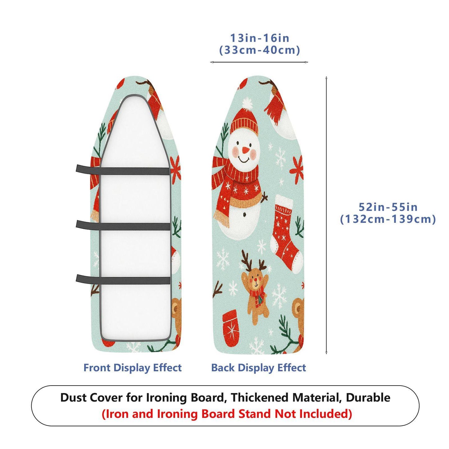 1-Piece Snowman Reindeer Christmas  Ironing Board Cover, Universal Size, Without Board