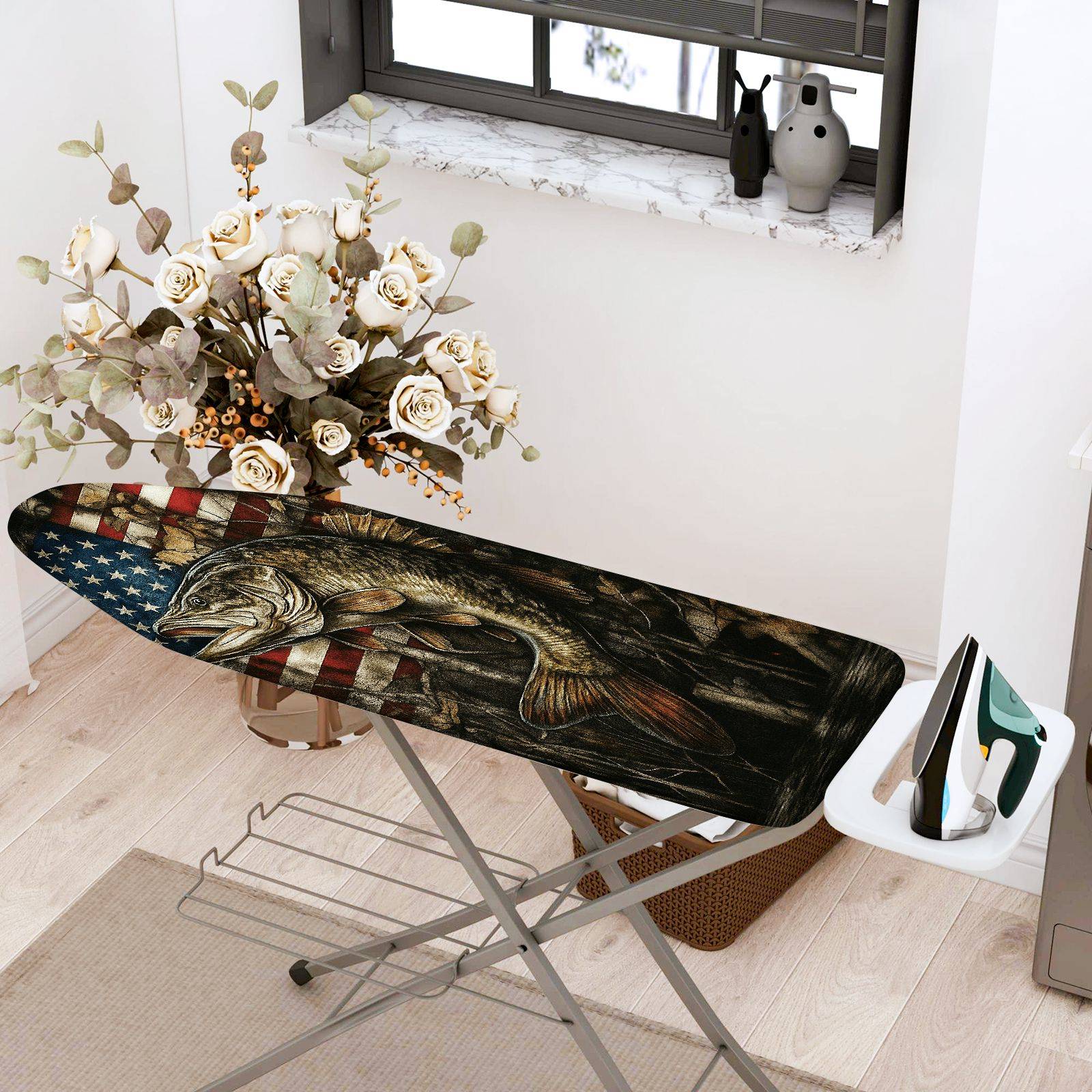 1-Piece American Fish Flag  Ironing Board Cover, Universal Size, Without Board