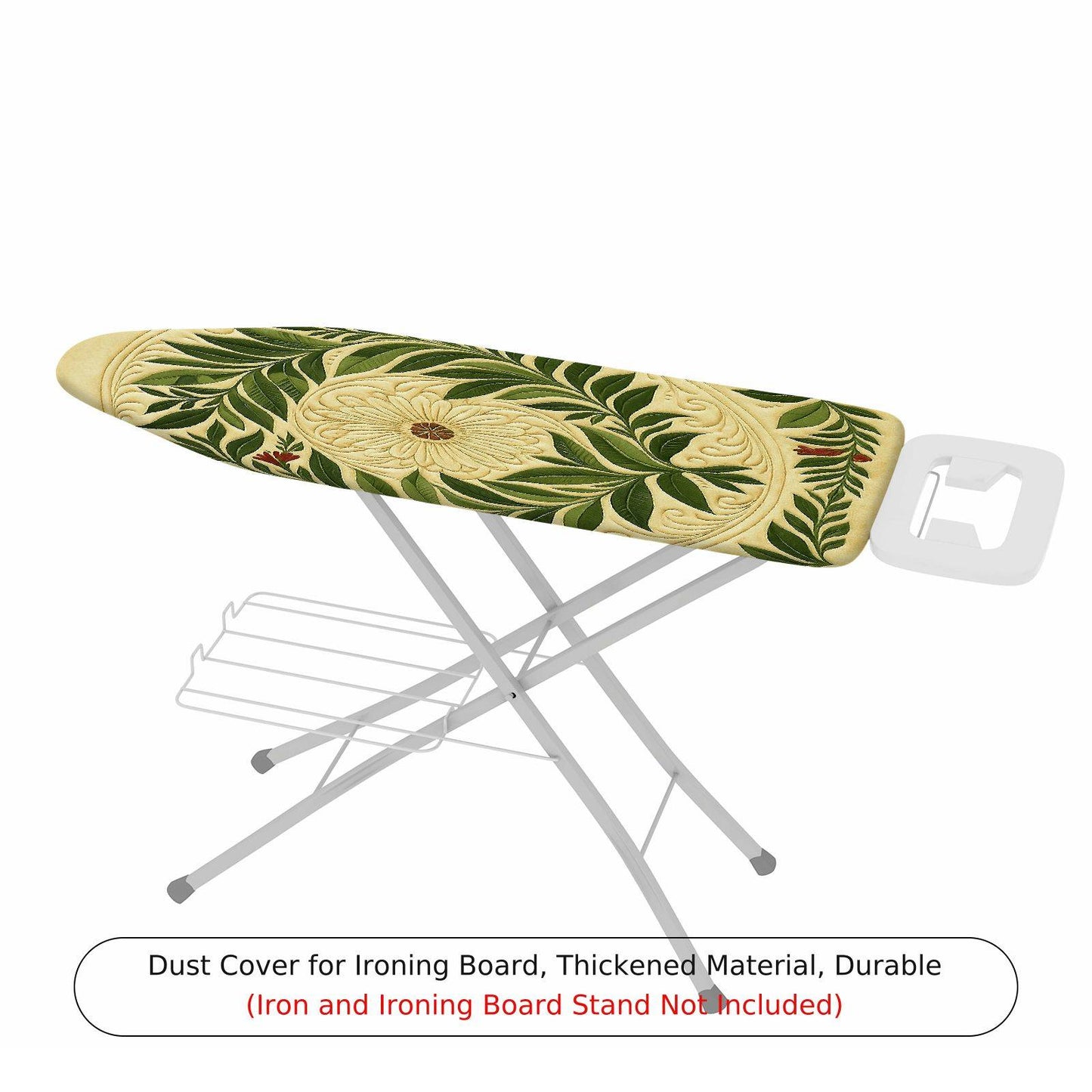1-Piece Floral Leaf Pattern Beige Green  Ironing Board Cover, Universal Size, Without Board