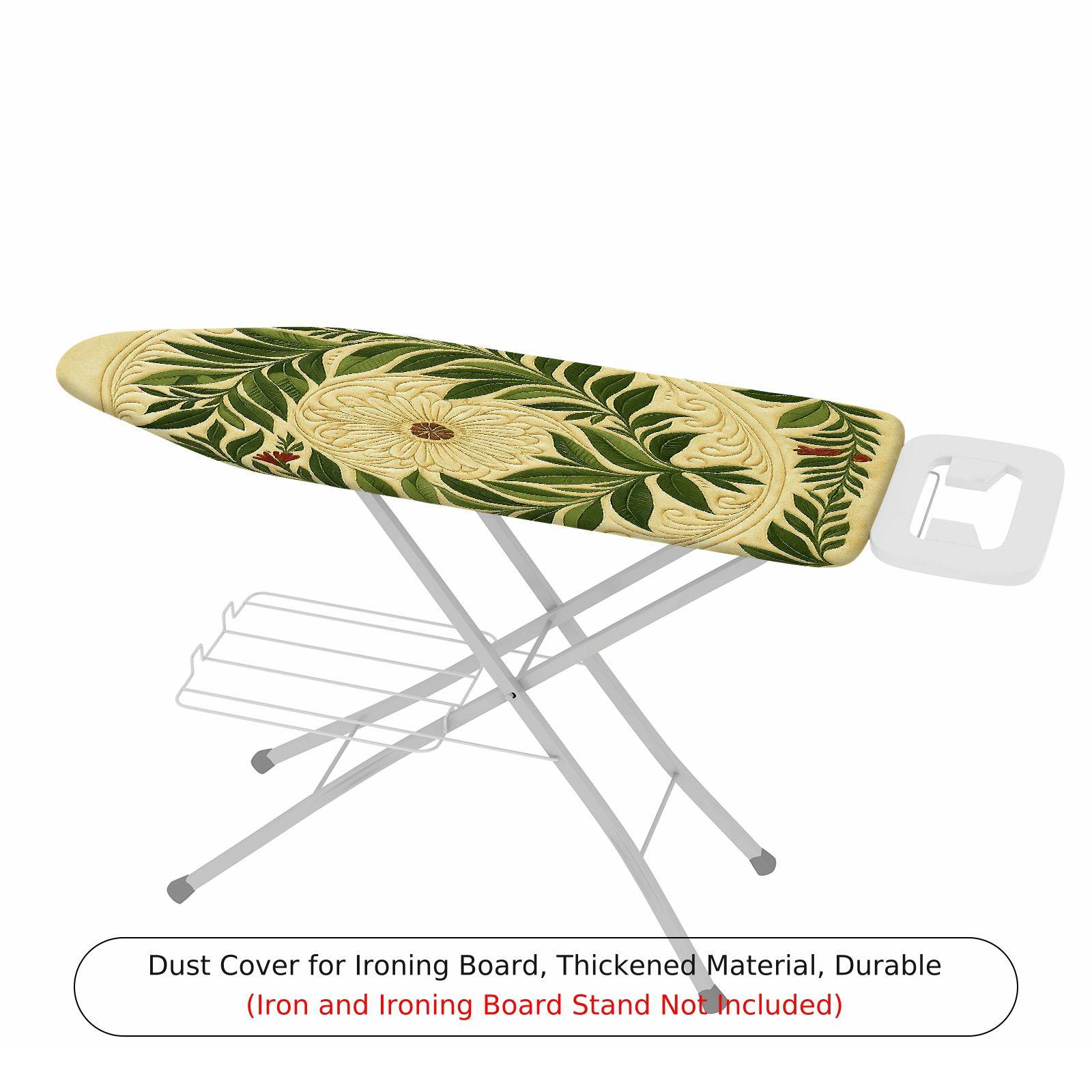 1-Piece Floral Leaf Pattern Beige Green  Ironing Board Cover, Universal Size, Without Board