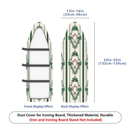 1-Piece Christmas Green Bow Stripe  Ironing Board Cover, Universal Size, Without Board