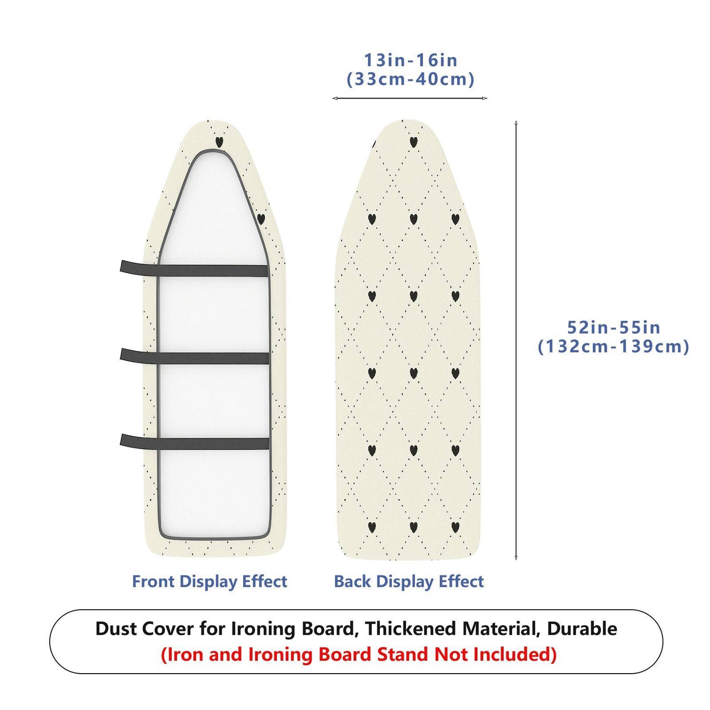 1-Piece Heart Pattern Diamond Design Beige  Ironing Board Cover, Universal Size, Without Board