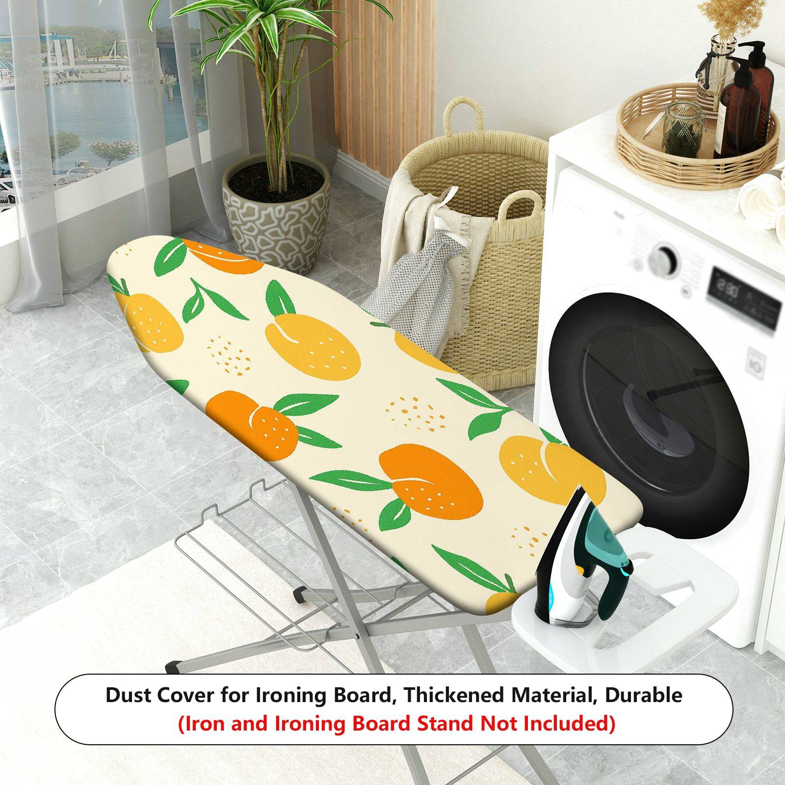 1-Piece Fruit Pattern Orange Leaf Print  Ironing Board Cover, Universal Size, Without Board