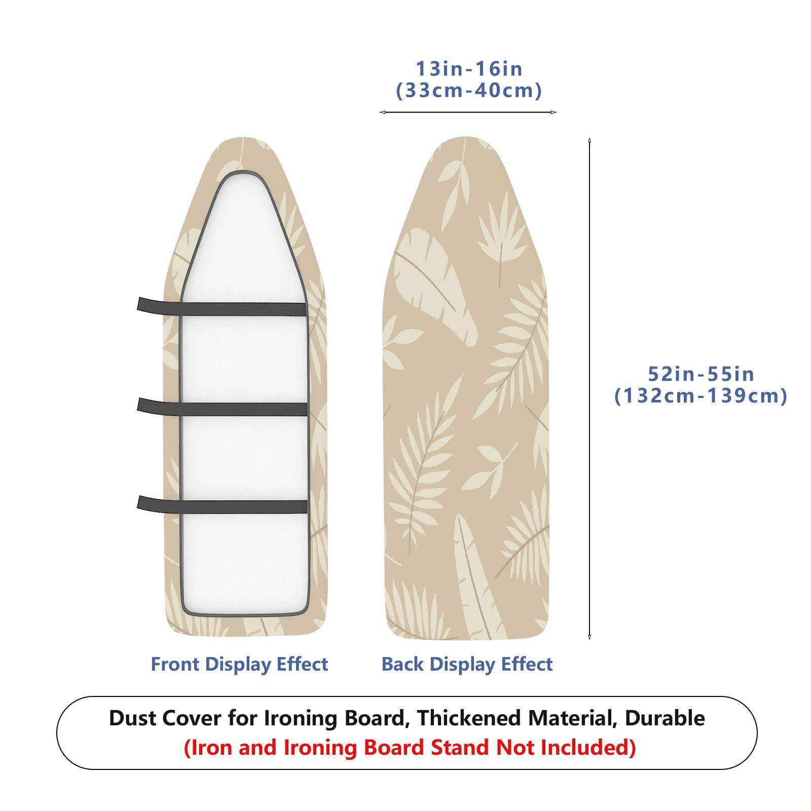 1-Piece Leaf Printed Floral Beige  Ironing Board Cover, Universal Size, Without Board