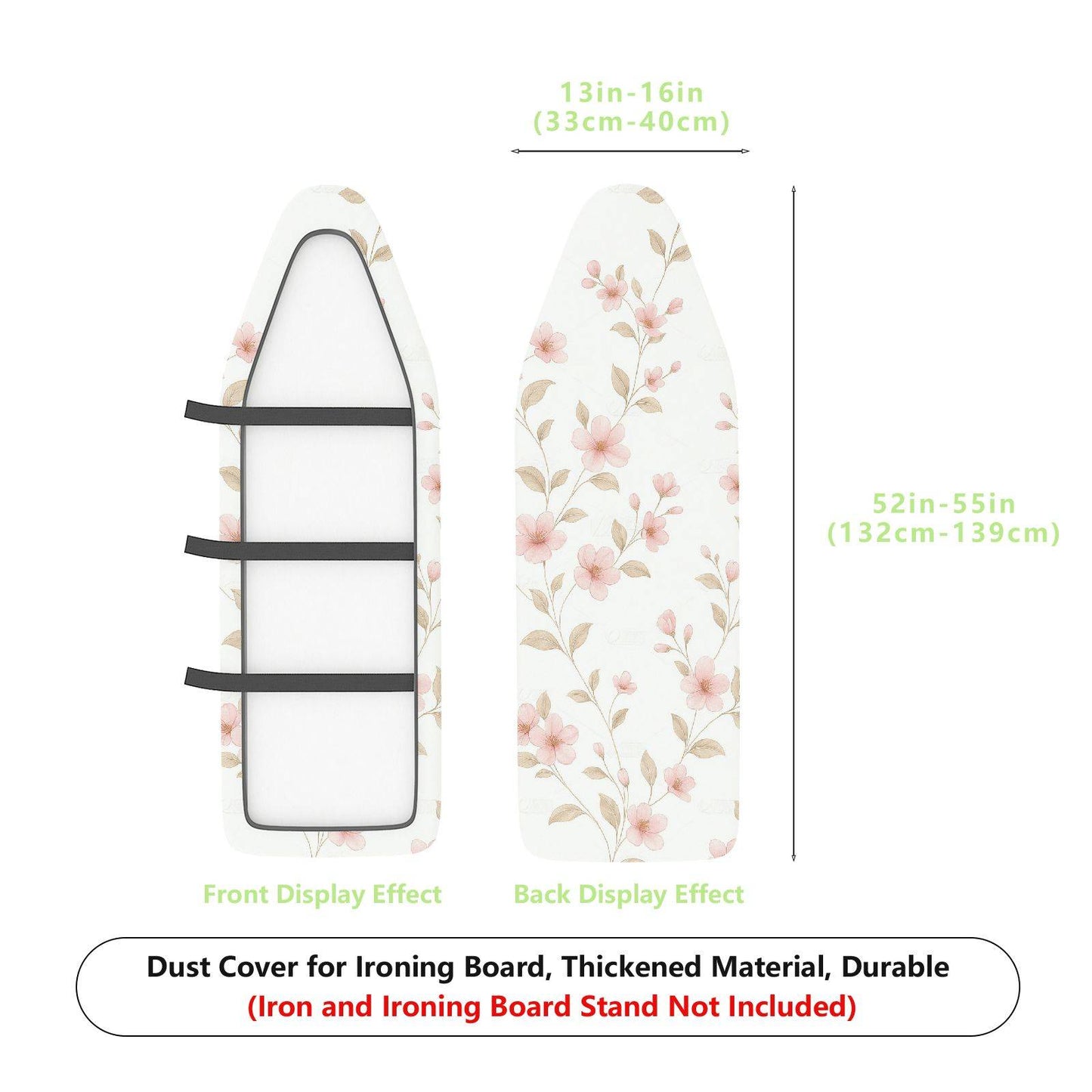 1-Piece Floral Blossom Beige  Ironing Board Cover, Universal Size, Without Board