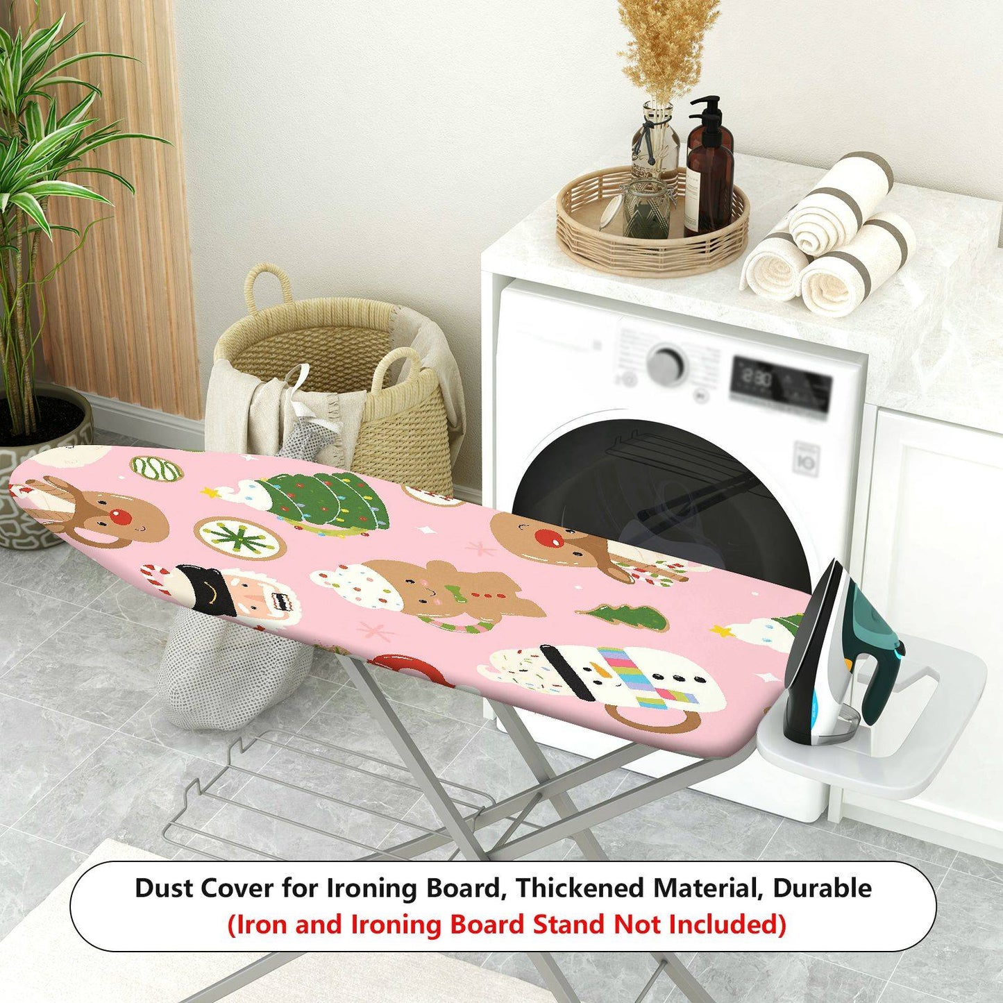 1-Piece Christmas Santa Reindeer Gingerbread  Ironing Board Cover, Universal Size, Without Board