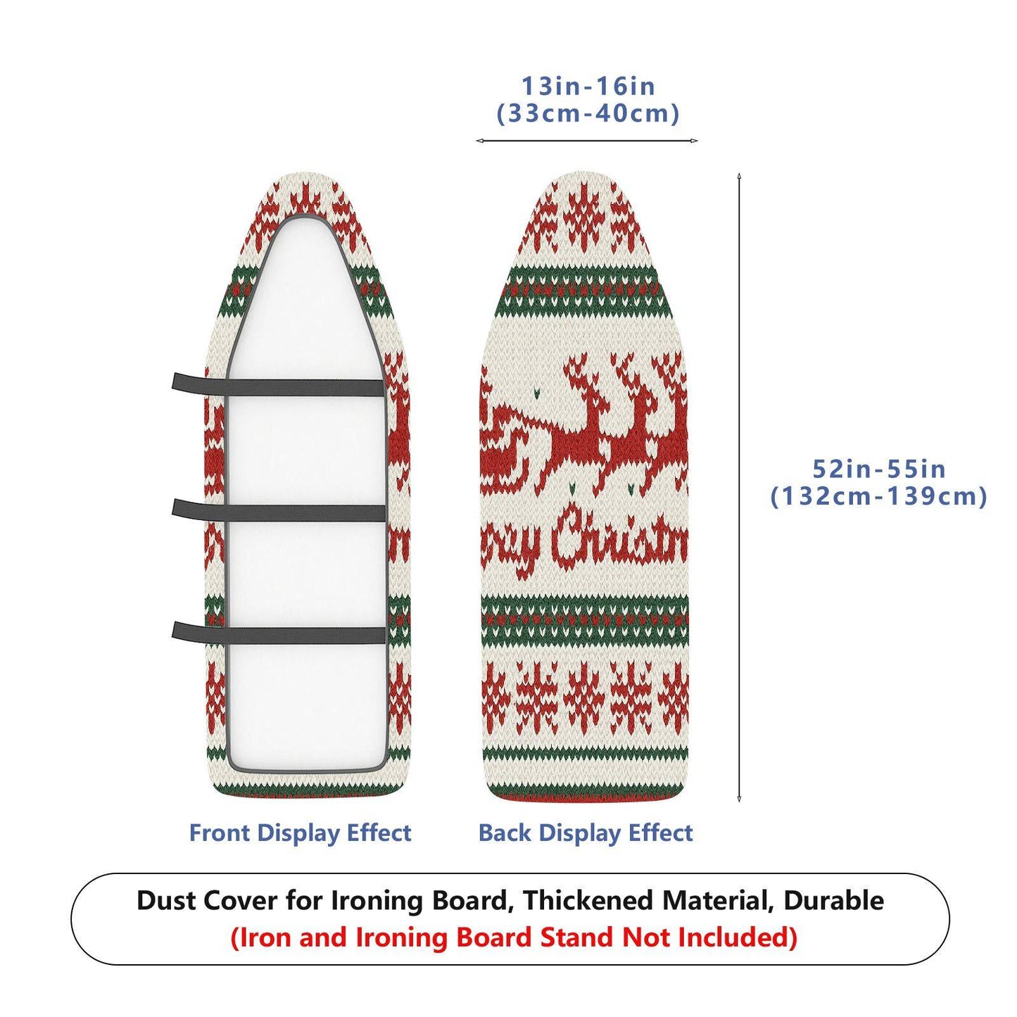 1-Piece Christmas Elk Santa  Ironing Board Cover, Universal Size, Without Board