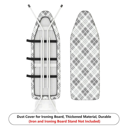 1-Piece Plaid Pattern Gray White Decorative  Ironing Board Cover, Universal Size, Without Board
