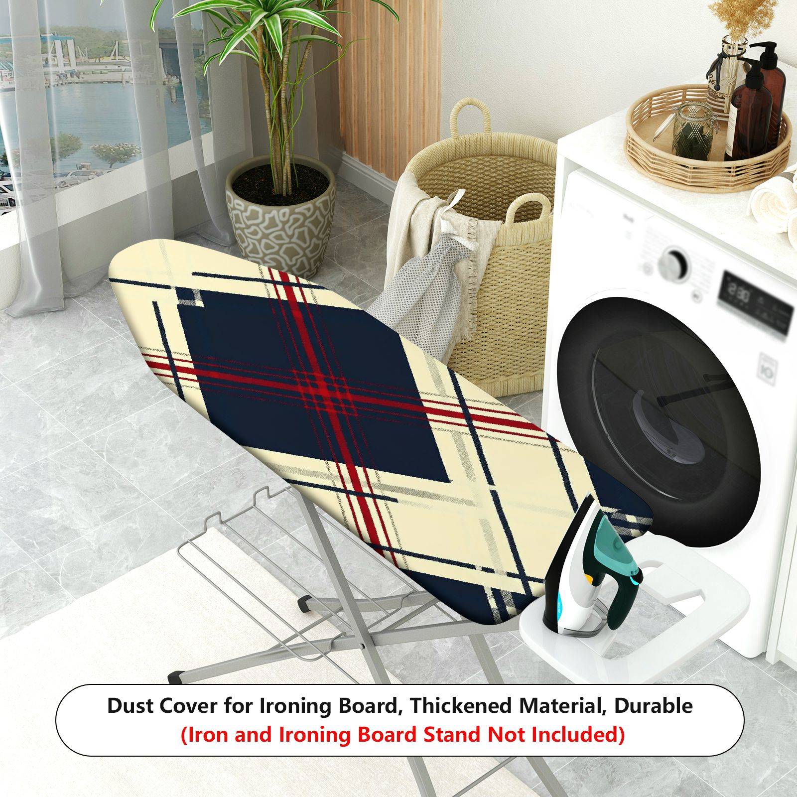 1-Piece Plaid Diamond Red  Ironing Board Cover, Universal Size, Without Board
