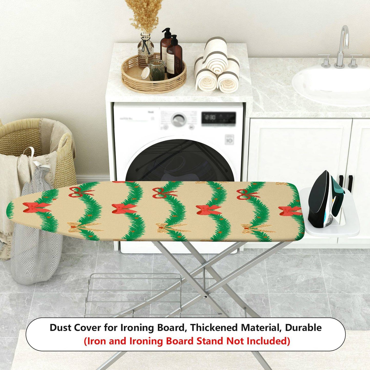 1-Piece Christmas Bow Garland  Ironing Board Cover, Universal Size, Without Board