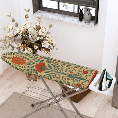 1-Piece Floral Pattern Green Beige  Ironing Board Cover, Universal Size, Without Board