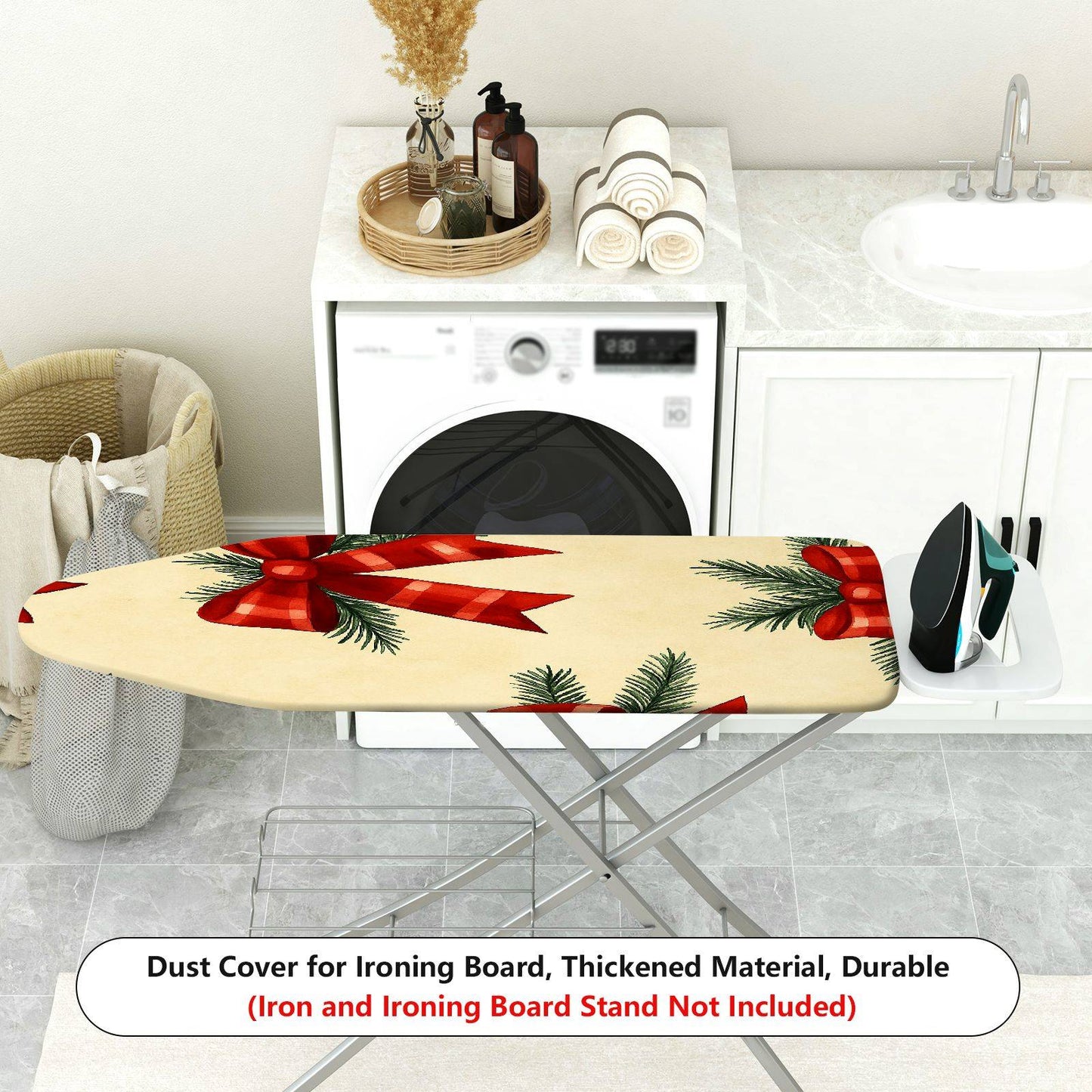 1-Piece Christmas Decoration Red Ribbon Pine  Ironing Board Cover, Universal Size, Without Board