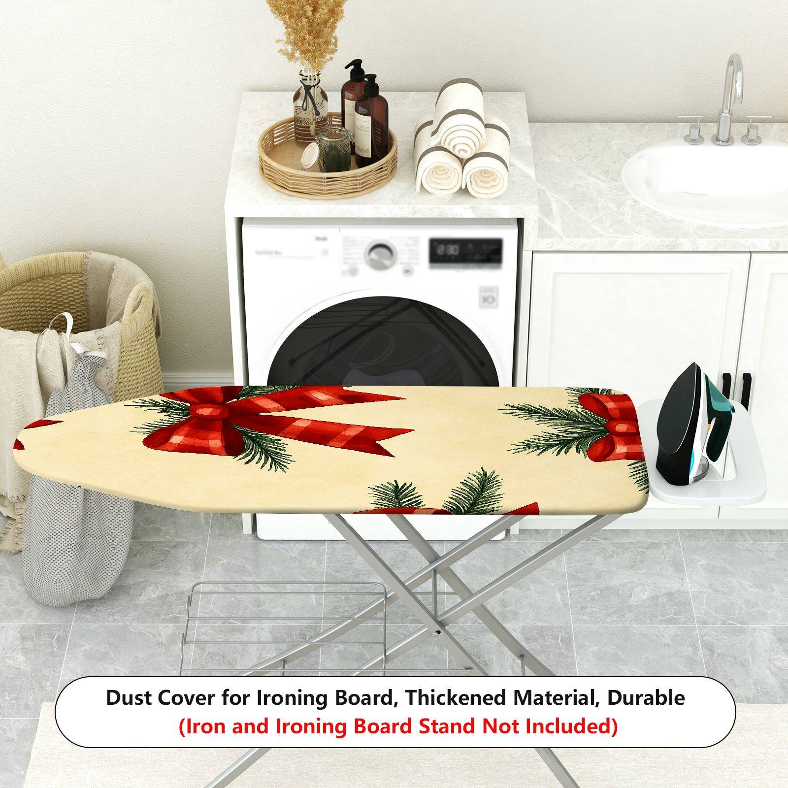 1-Piece Christmas Decoration Red Ribbon Pine  Ironing Board Cover, Universal Size, Without Board