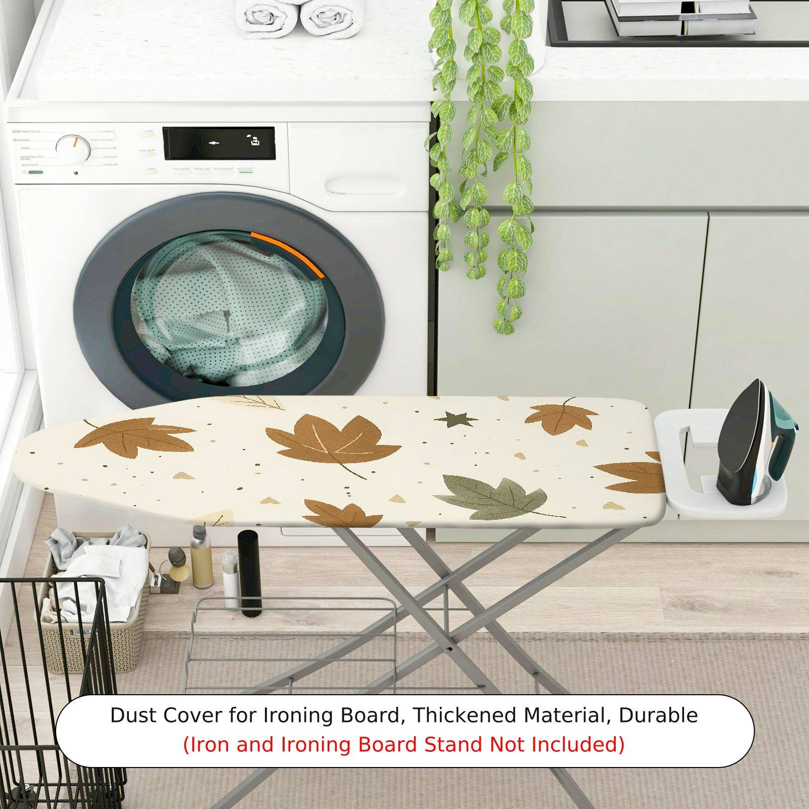 1-Piece Leaf Pattern Autumn Beige  Ironing Board Cover, Universal Size, Without Board