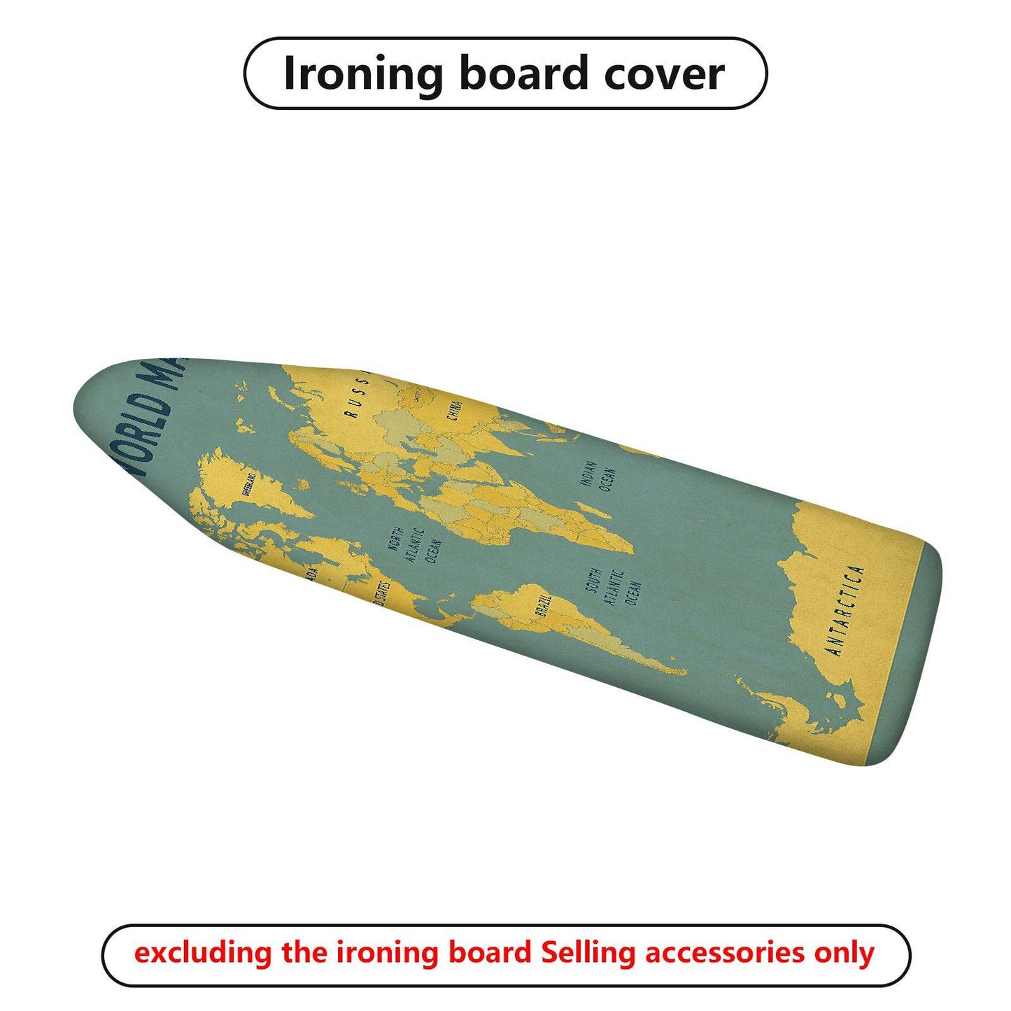 1-Piece World Map Geography Travel  Ironing Board Cover, Universal Size, Without Board