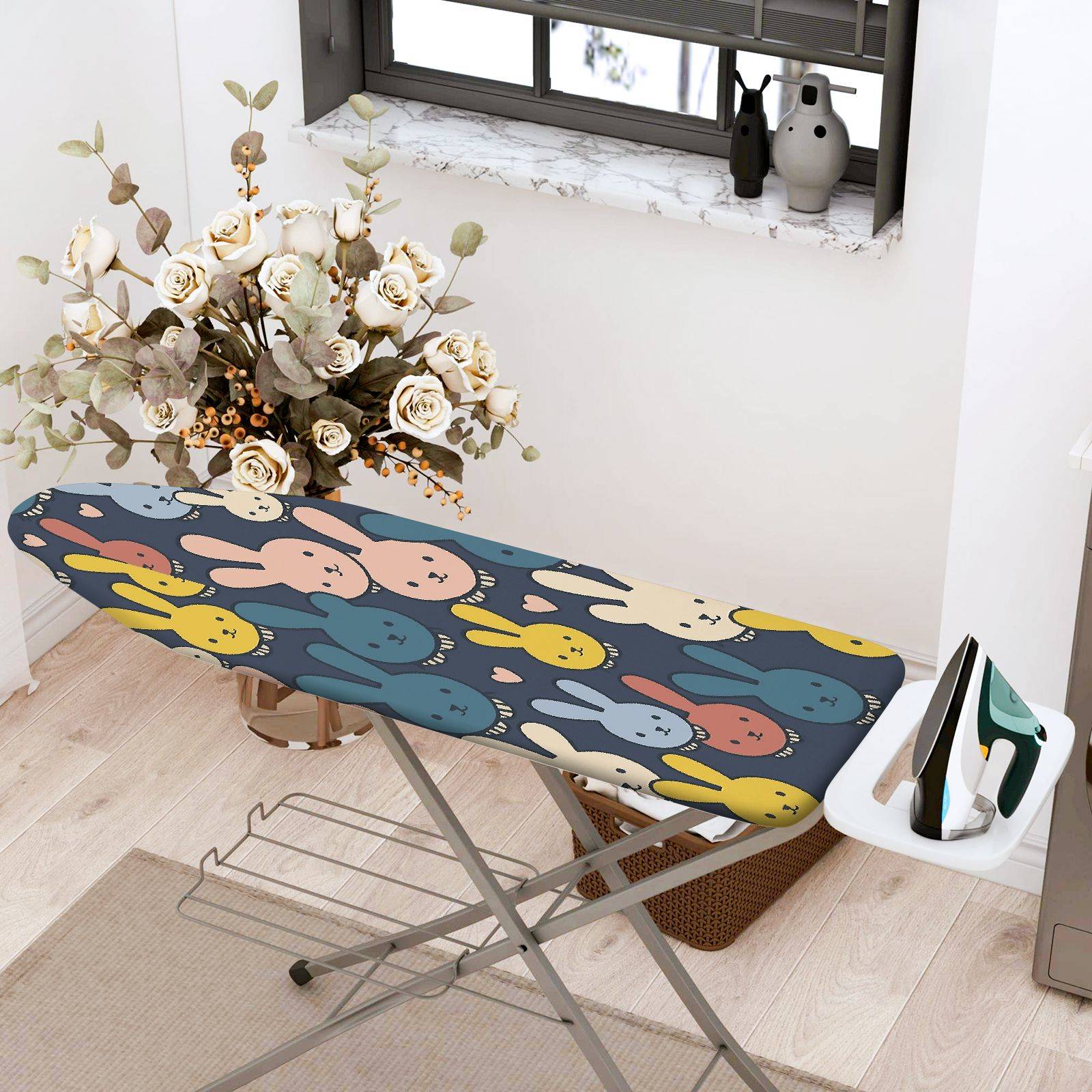 1-Piece Cute Bunny  Pattern  Ironing Board Cover, Universal Size, Without Board