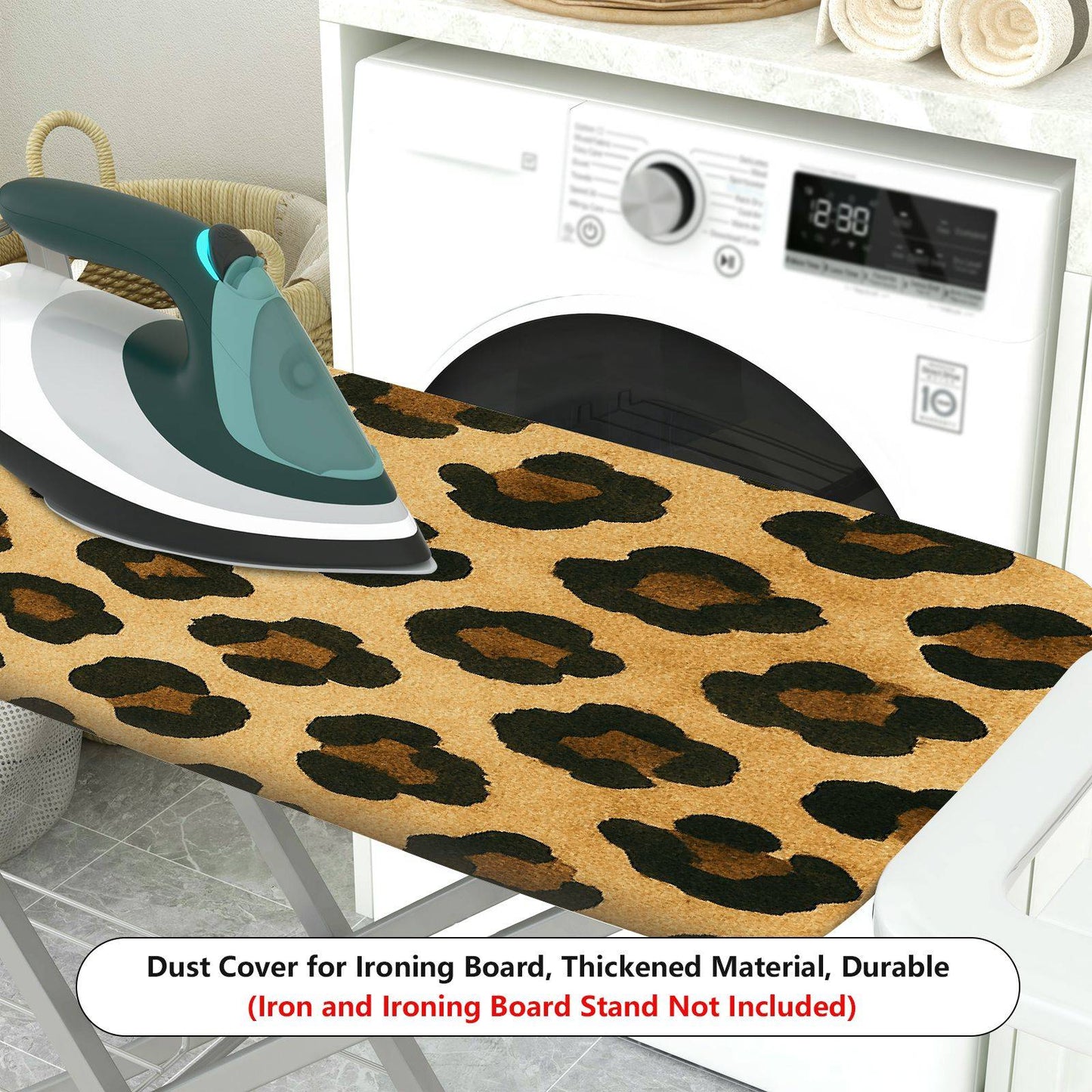 1-Piece Leopard Animal Pattern Beige  Ironing Board Cover, Universal Size, Without Board
