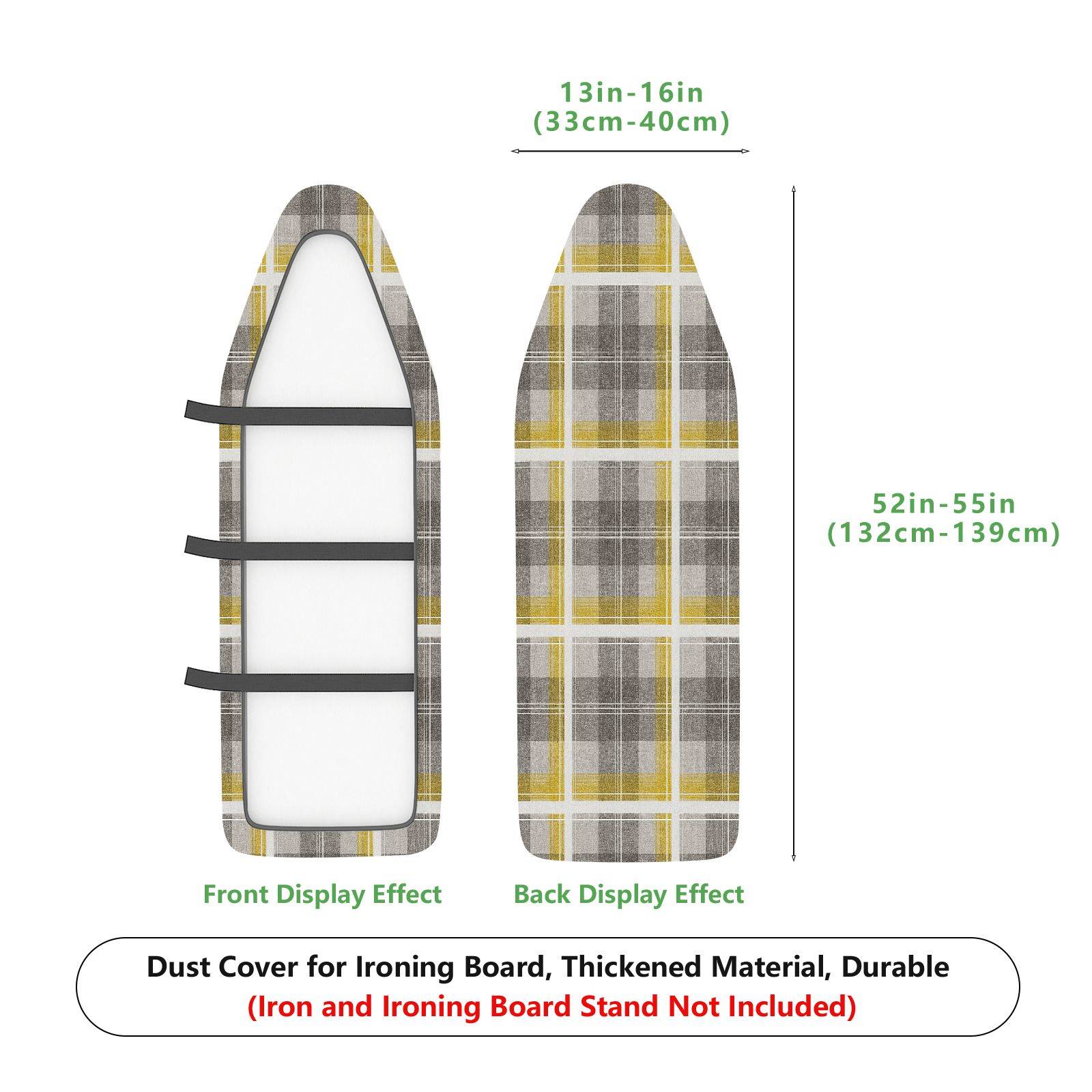 1-Piece Plaid Yellow Gray  Ironing Board Cover, Universal Size, Without Board