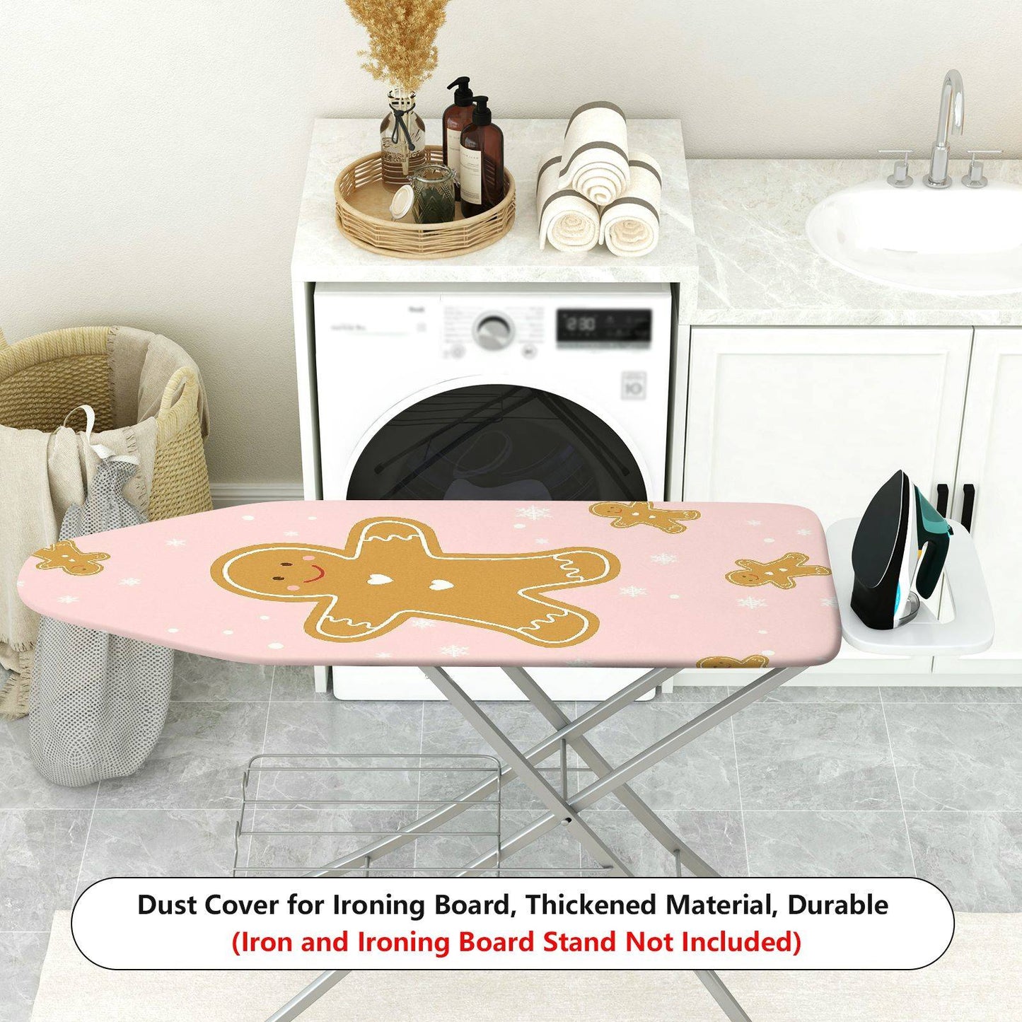 1-Piece Christmas Gingerbread Snowflake  Ironing Board Cover, Universal Size, Without Board