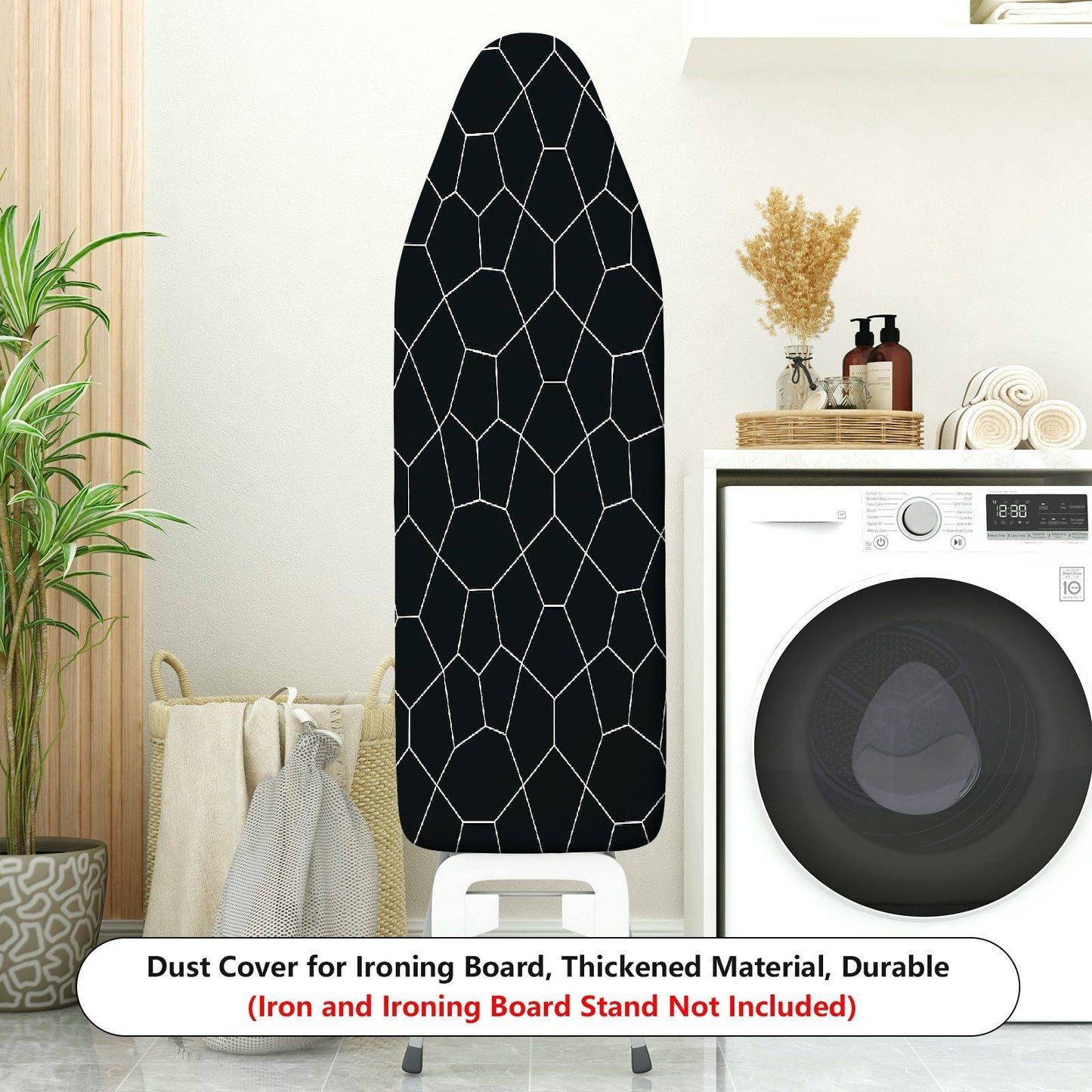 1-Piece Abstract Geometric Black  Ironing Board Cover, Universal Size, Without Board