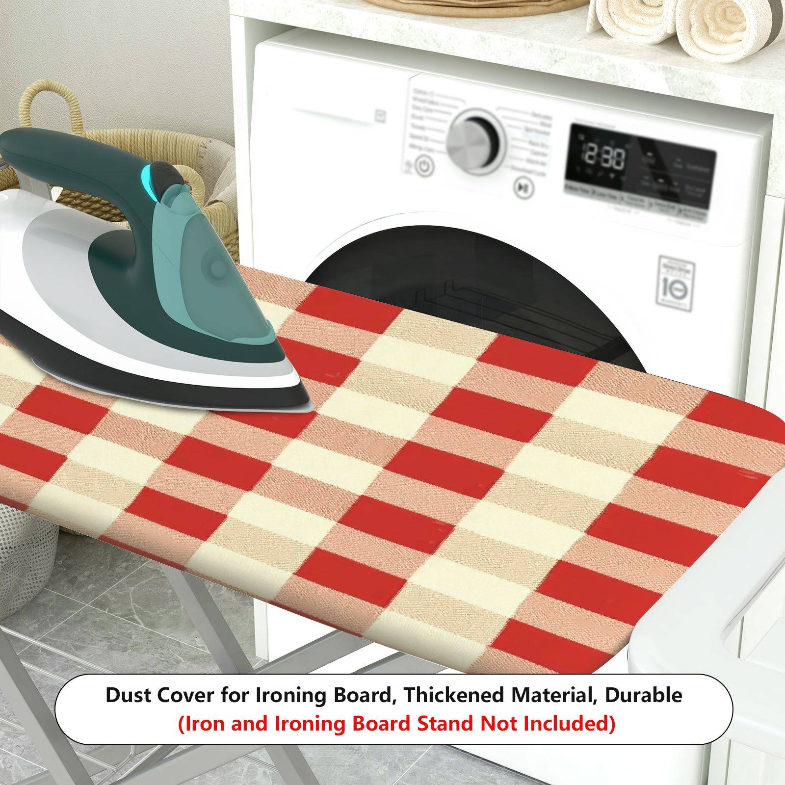 1-Piece Red Plaid Checkered Pattern  Ironing Board Cover, Universal Size, Without Board