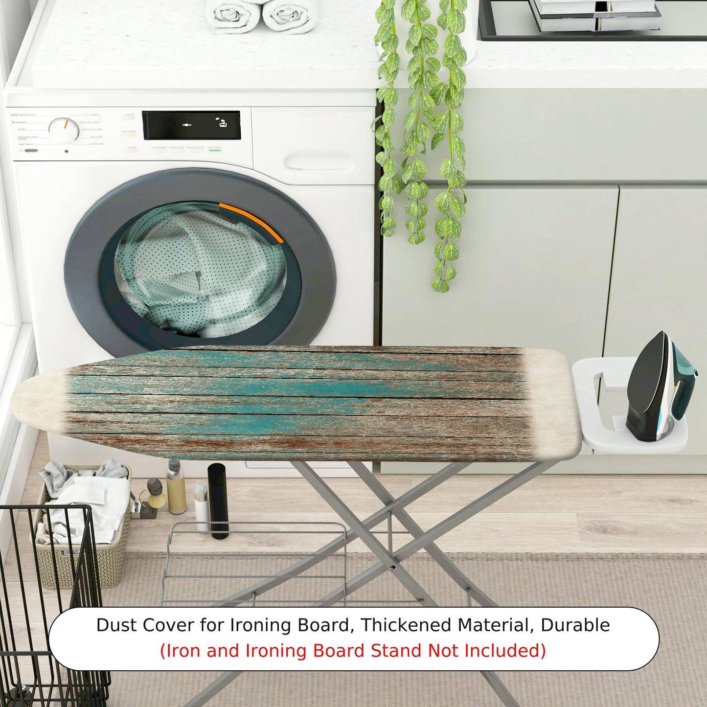 1-Piece Wood Grain Rustic Blue Brown  Ironing Board Cover, Universal Size, Without Board
