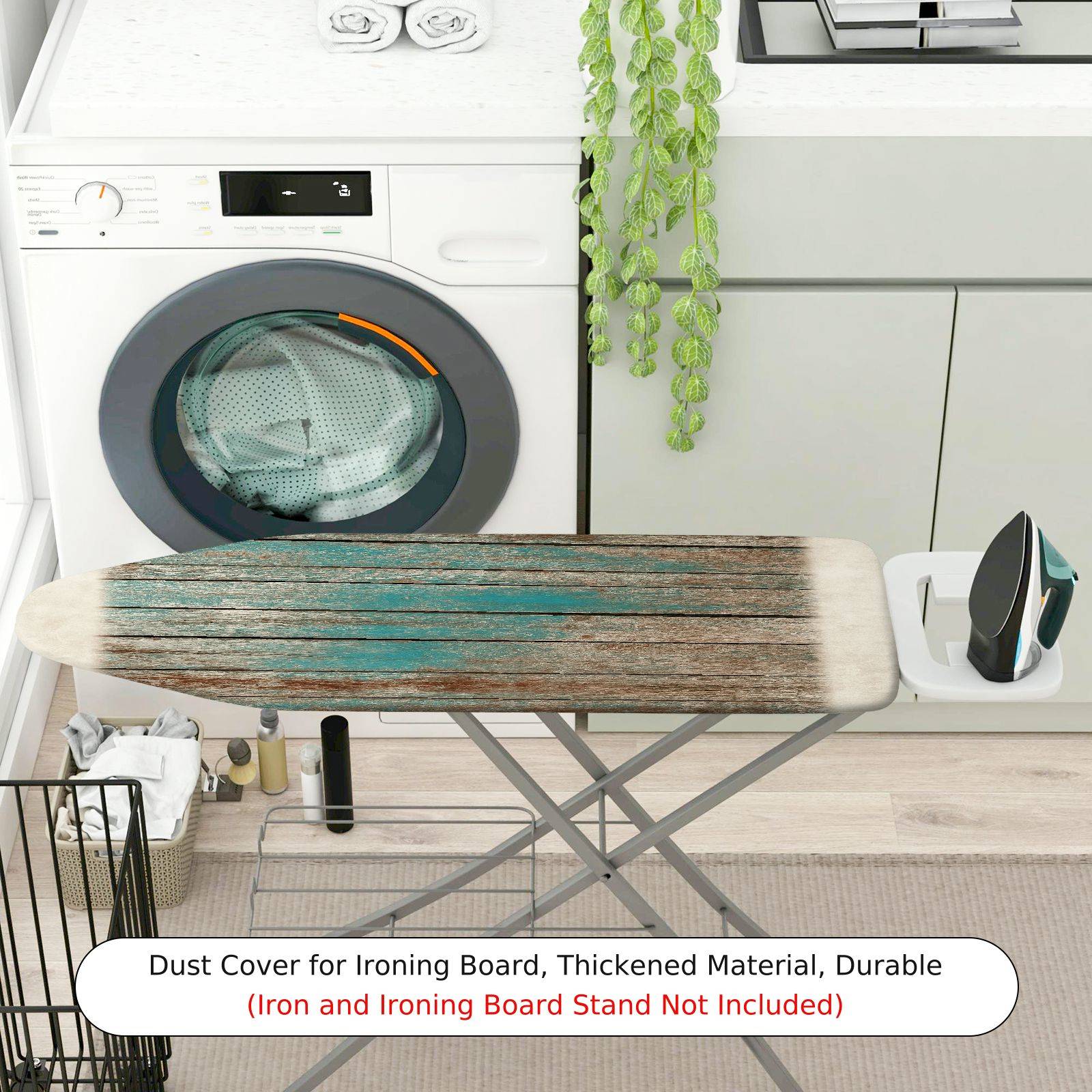 1-Piece Wood Grain Rustic Blue Brown  Ironing Board Cover, Universal Size, Without Board