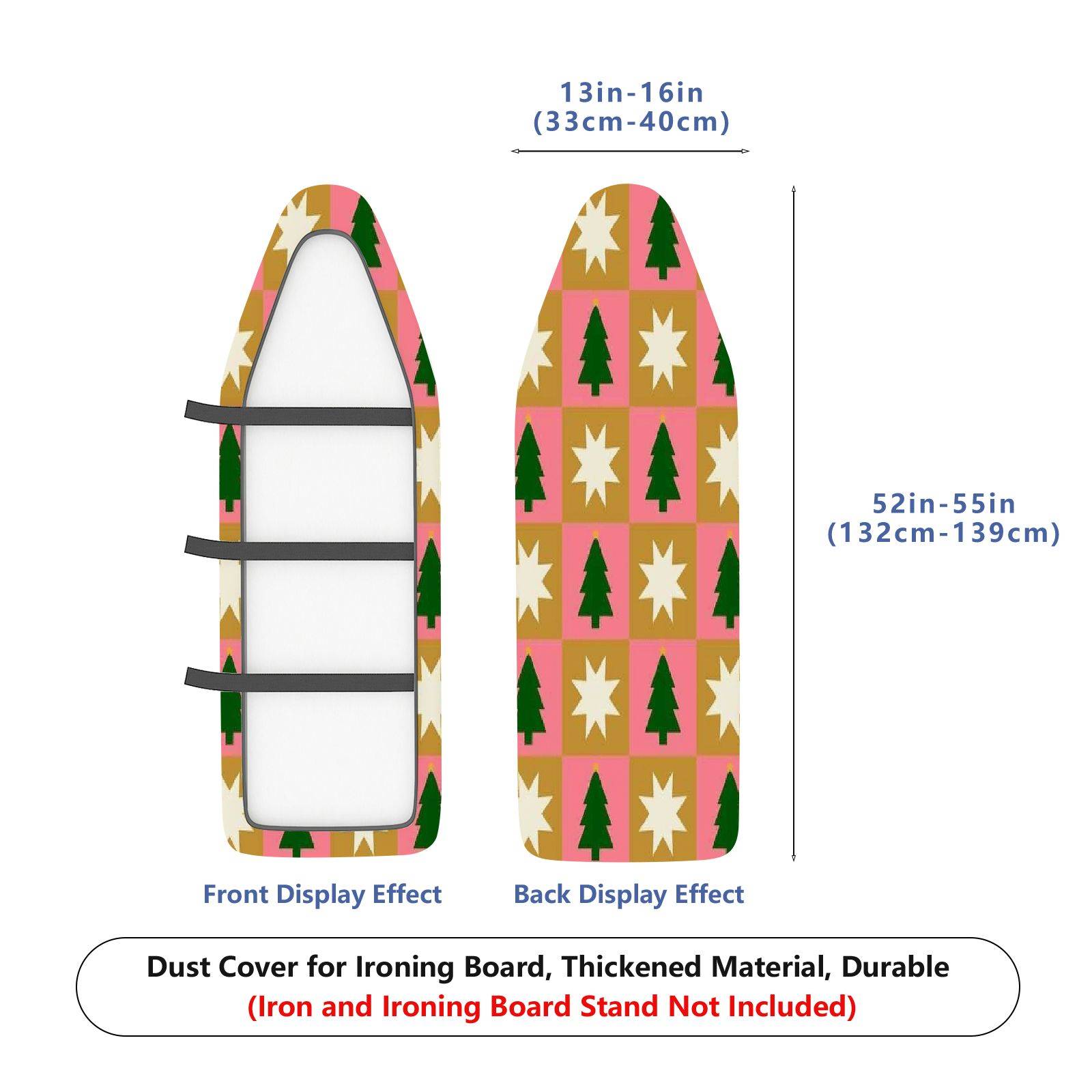 1-Piece Christmas Trees Stars Pink  Ironing Board Cover, Universal Size, Without Board