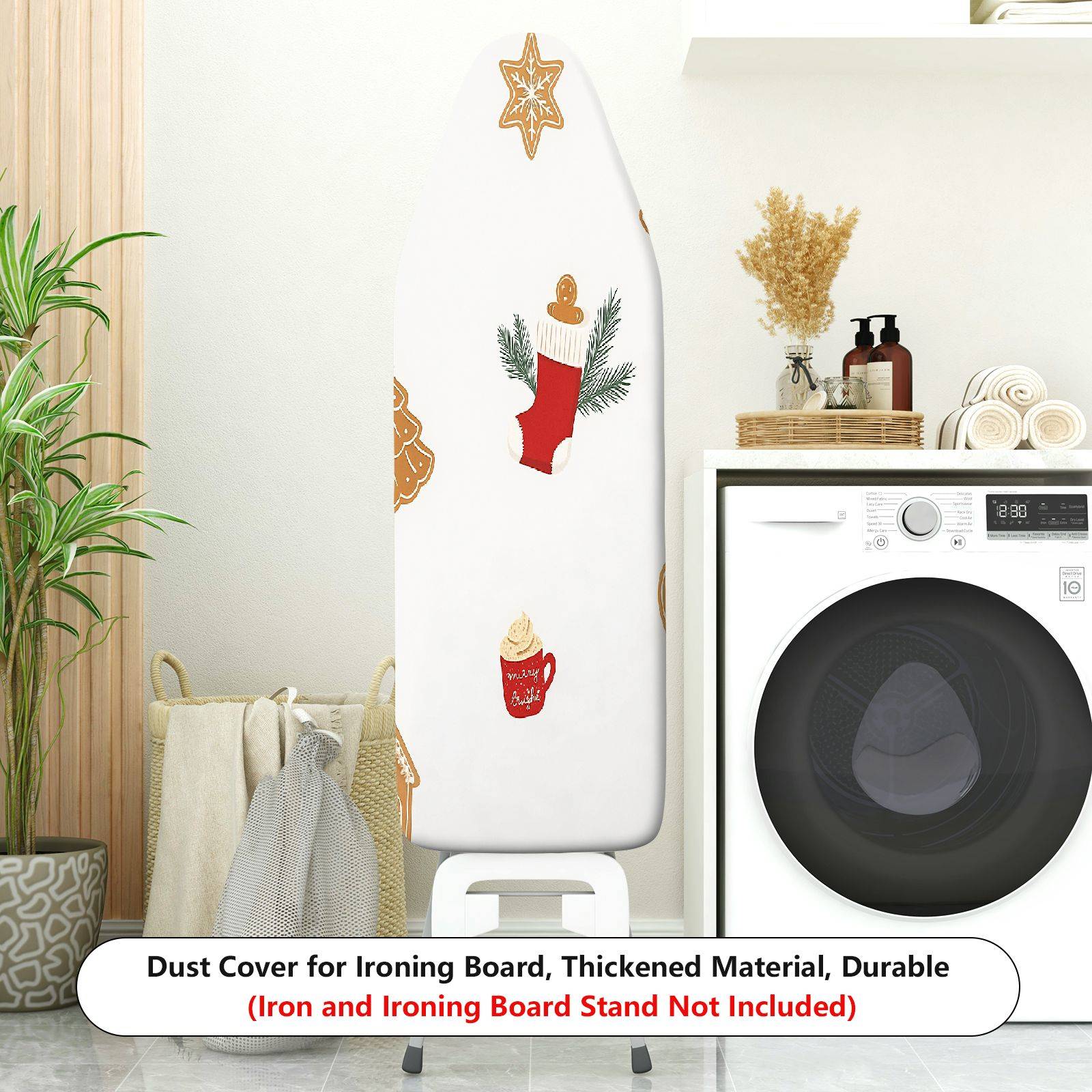 1-Piece Christmas stocking gingerbread Xmas  Ironing Board Cover, Universal Size, Without Board