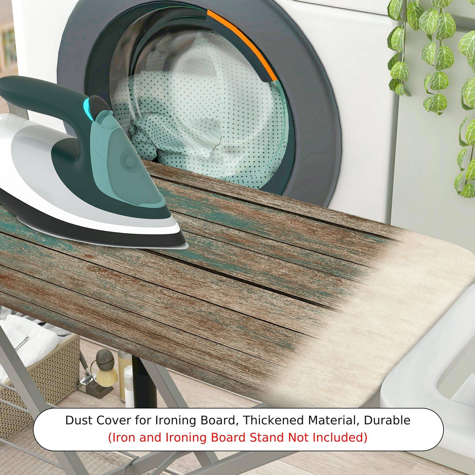 1-Piece Wood Grain Rustic Blue Brown  Ironing Board Cover, Universal Size, Without Board