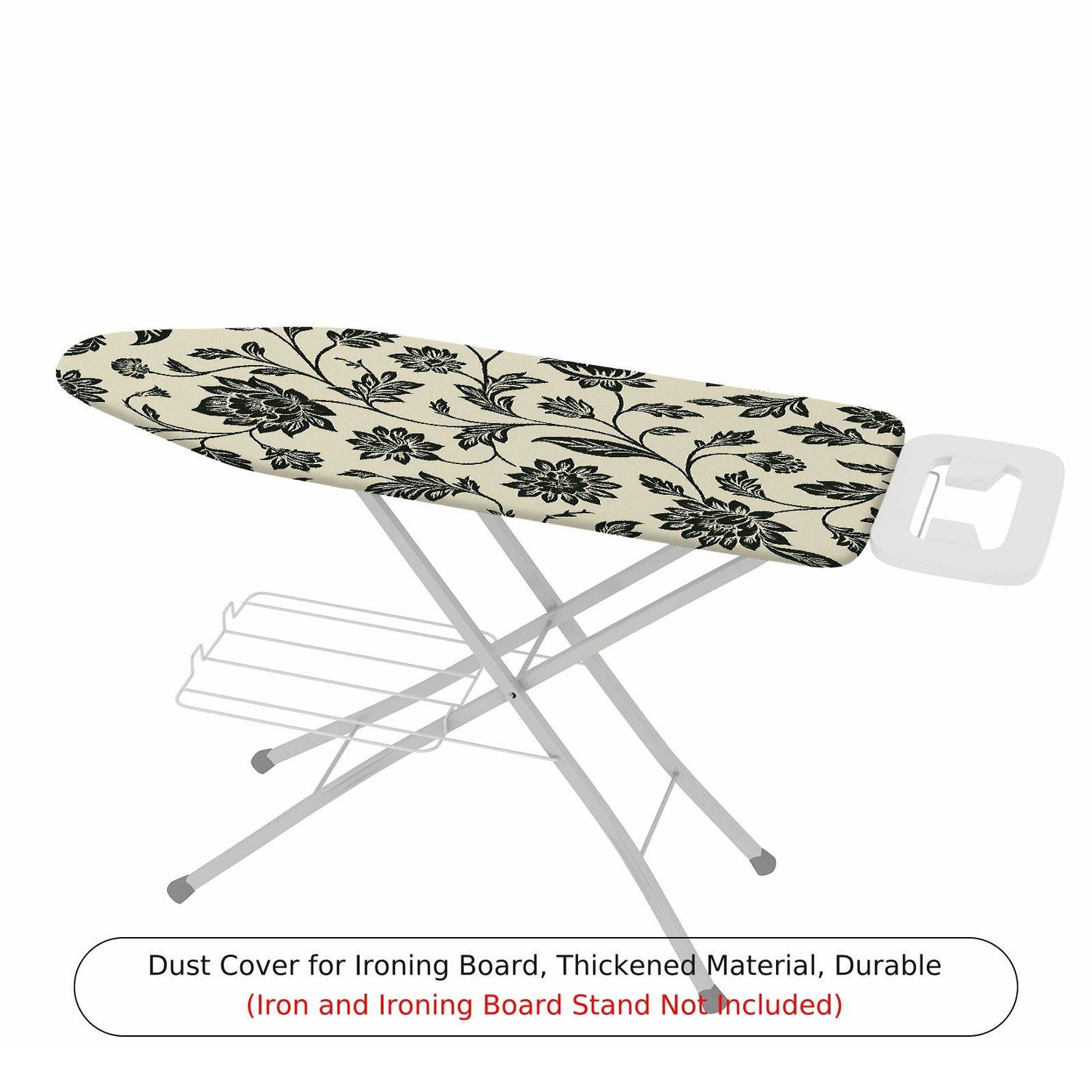 1-Piece Floral Pattern Black Beige  Ironing Board Cover, Universal Size, Without Board