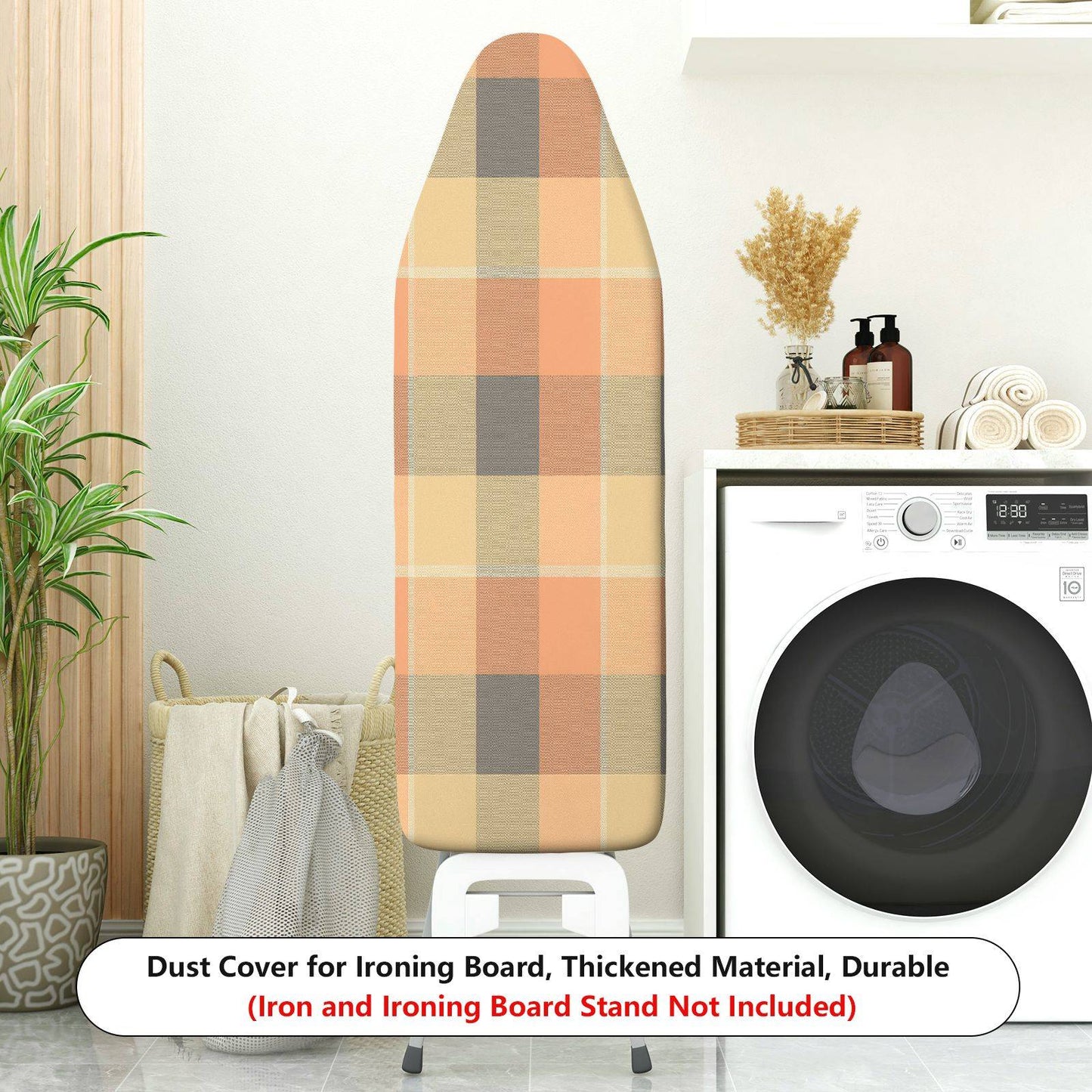 1-Piece Plaid Geometric Neutral  Ironing Board Cover, Universal Size, Without Board