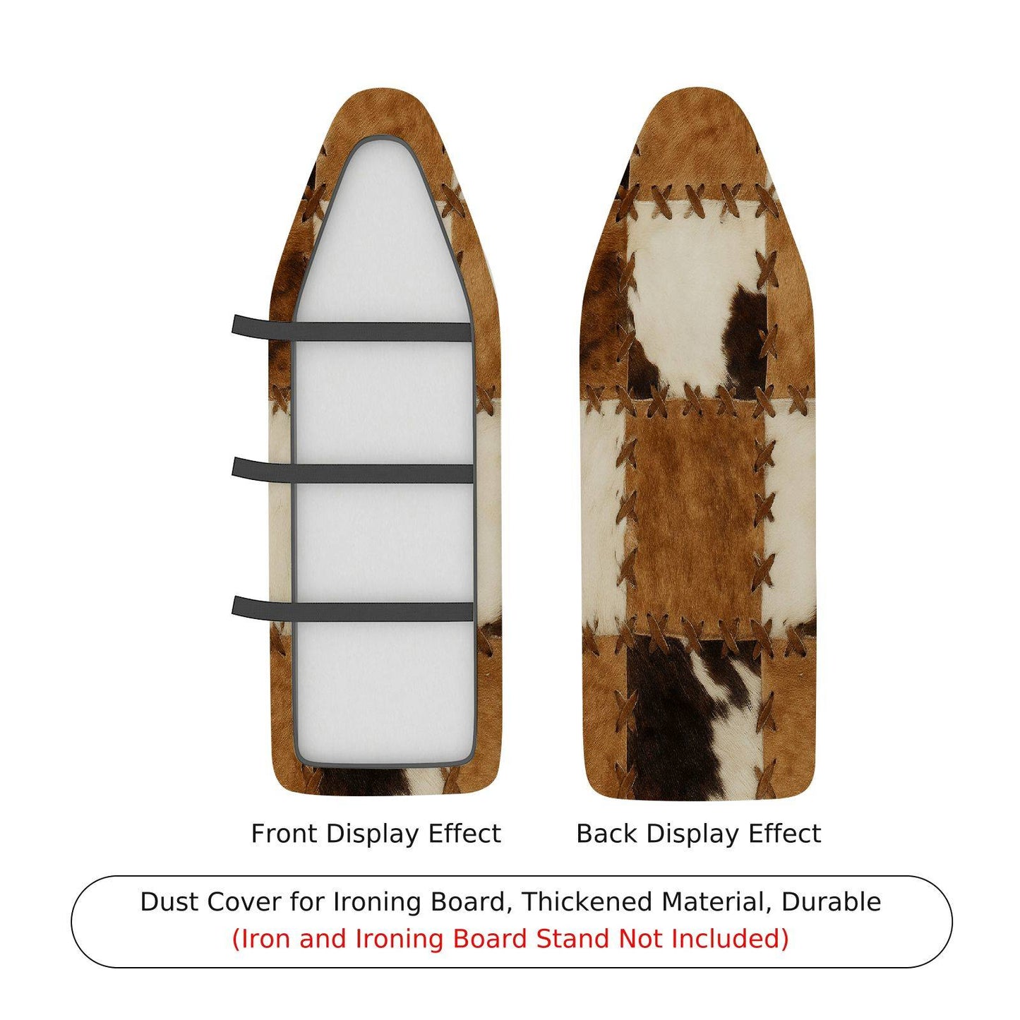1-Piece Cowhide Pattern Brown Beige Checkered  Ironing Board Cover, Universal Size, Without Board