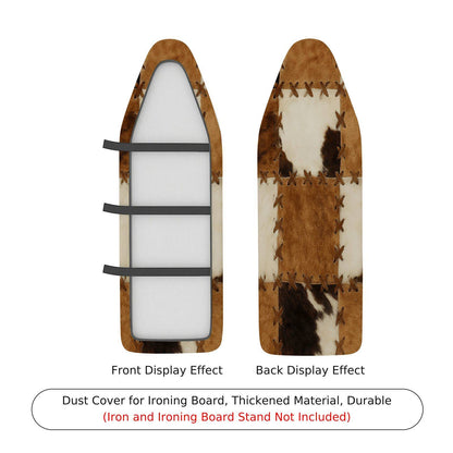 1-Piece Cowhide Pattern Brown Beige Checkered  Ironing Board Cover, Universal Size, Without Board