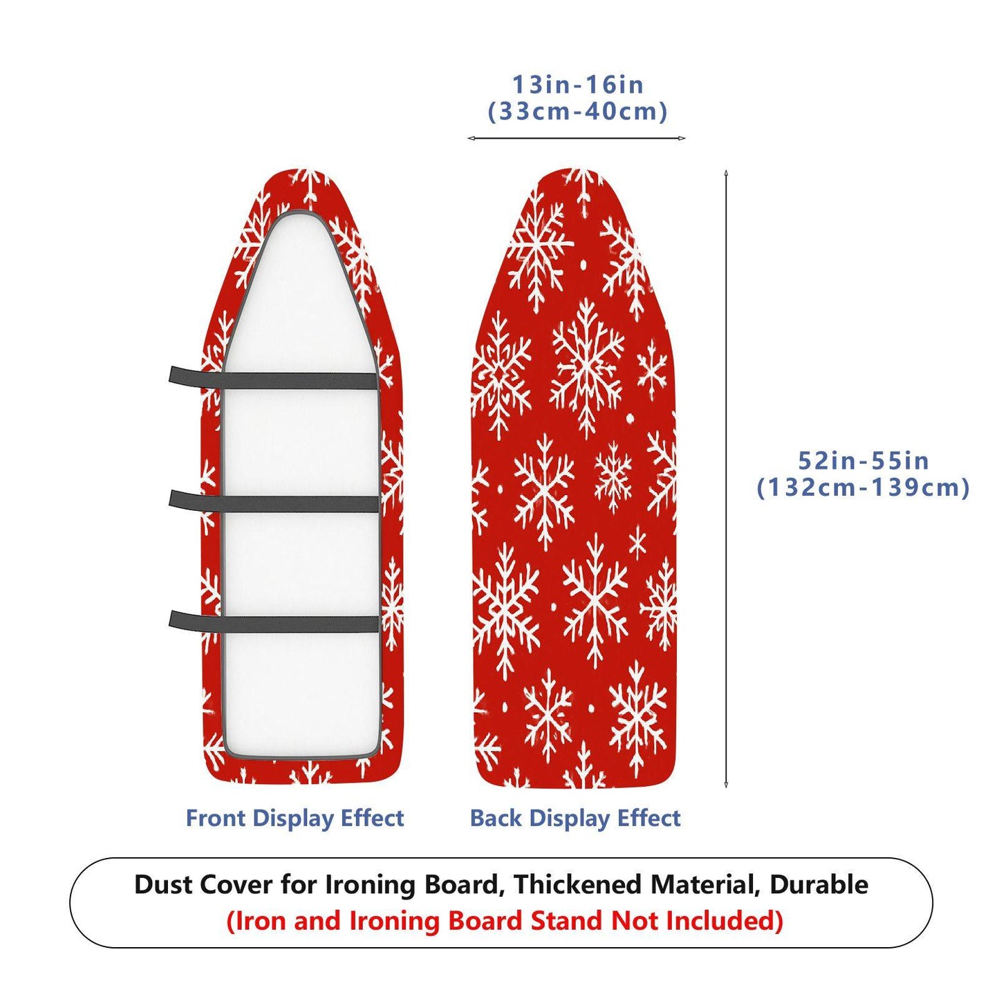 1-Piece Snowflakes Red White Christmas  Ironing Board Cover, Universal Size, Without Board