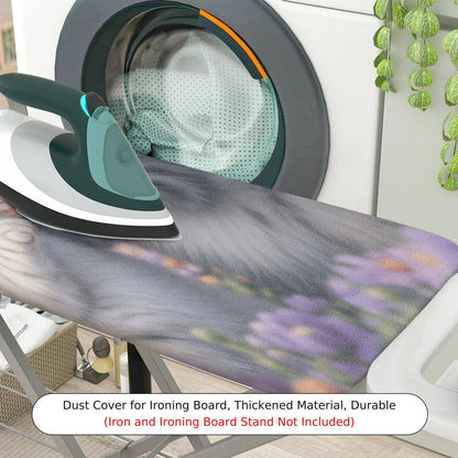 1-Piece Cute Kitten Lavender Floral  Ironing Board Cover, Universal Size, Without Board