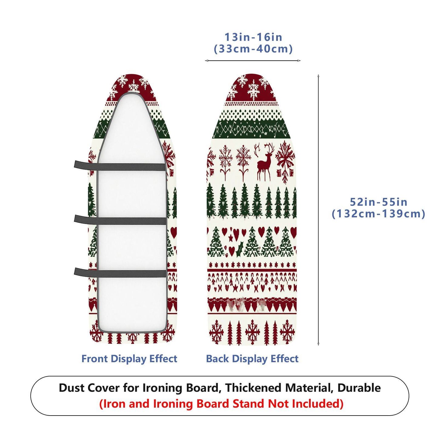1-Piece Christmas Reindeer Snowflake  Ironing Board Cover, Universal Size, Without Board