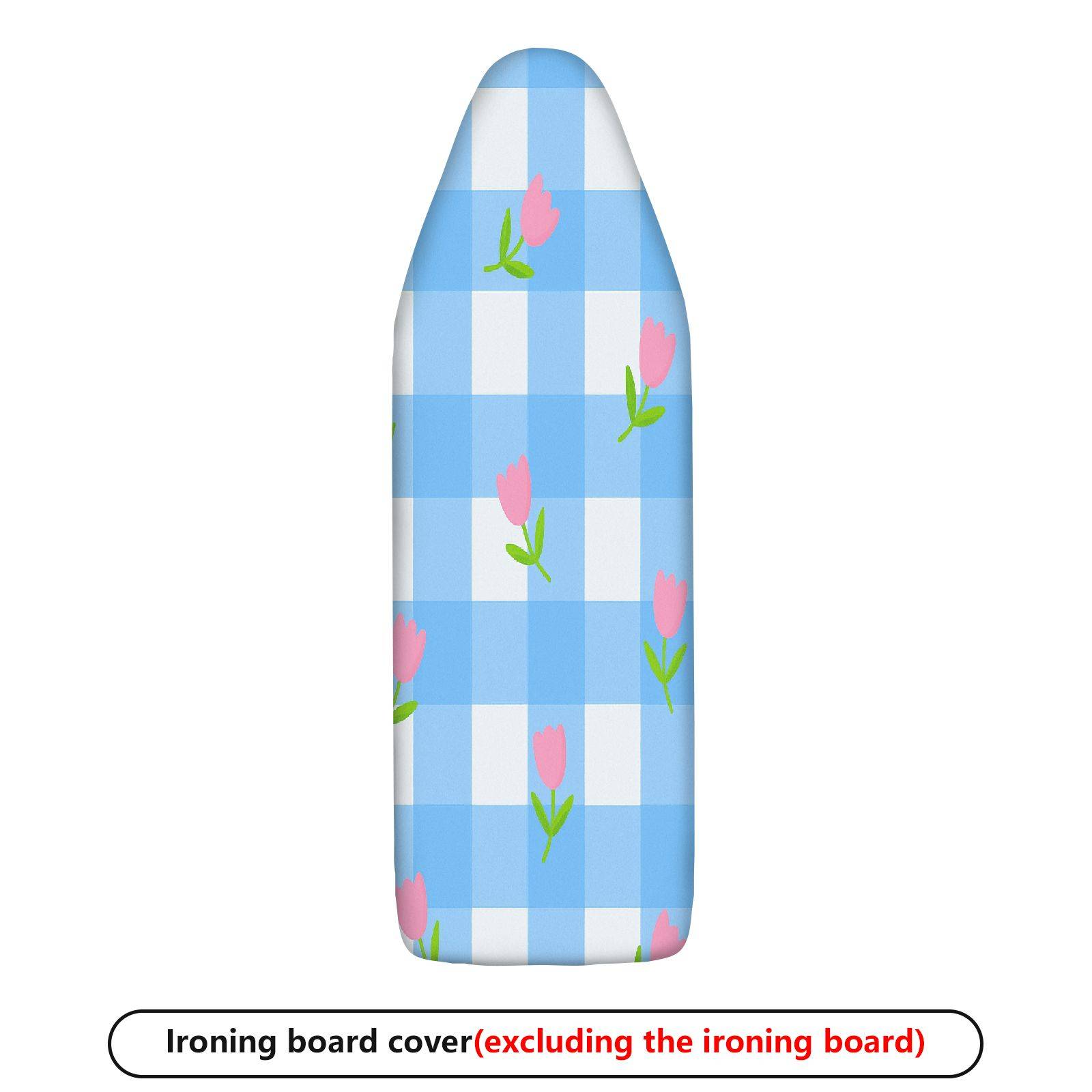 1-Piece Tulip Blue Plaid Floral  Ironing Board Cover, Universal Size, Without Board