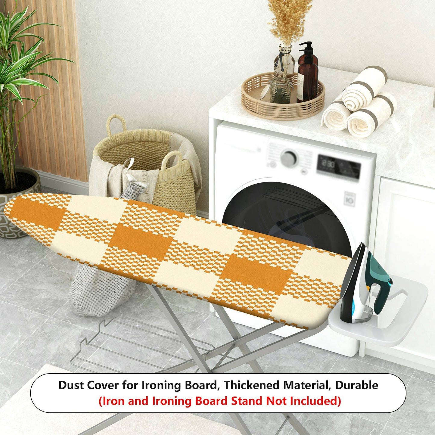 1-Piece Plaid Checker Yellow  Ironing Board Cover, Universal Size, Without Board