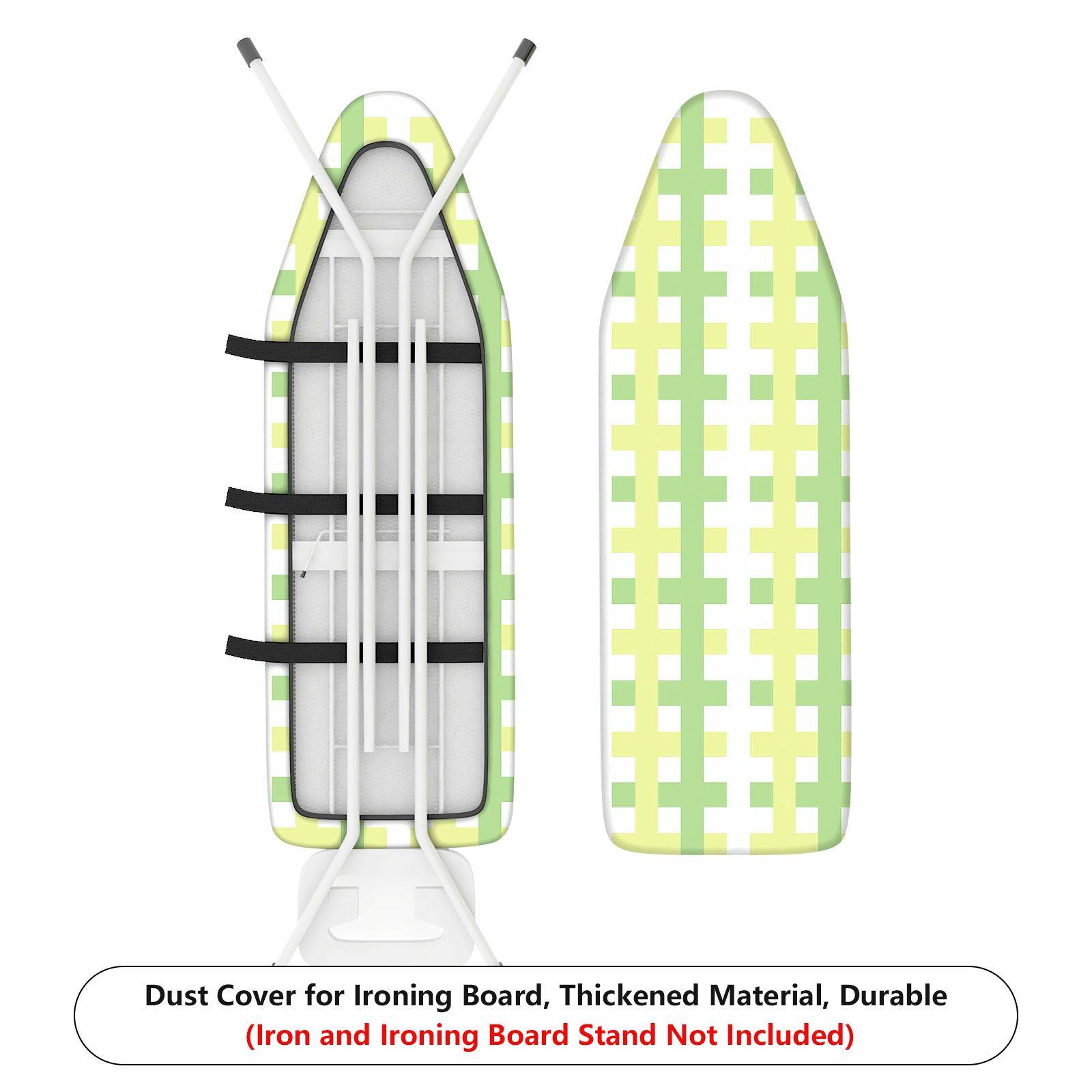1-Piece Plaid Pattern Green Yellow Checks  Ironing Board Cover, Universal Size, Without Board