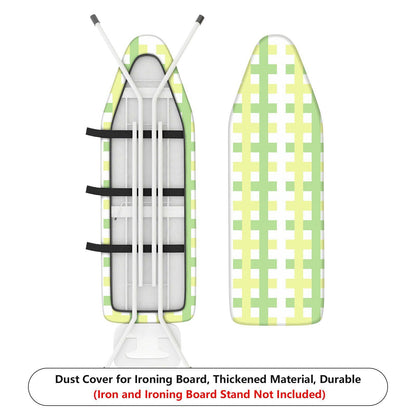 1-Piece Plaid Pattern Green Yellow Checks  Ironing Board Cover, Universal Size, Without Board
