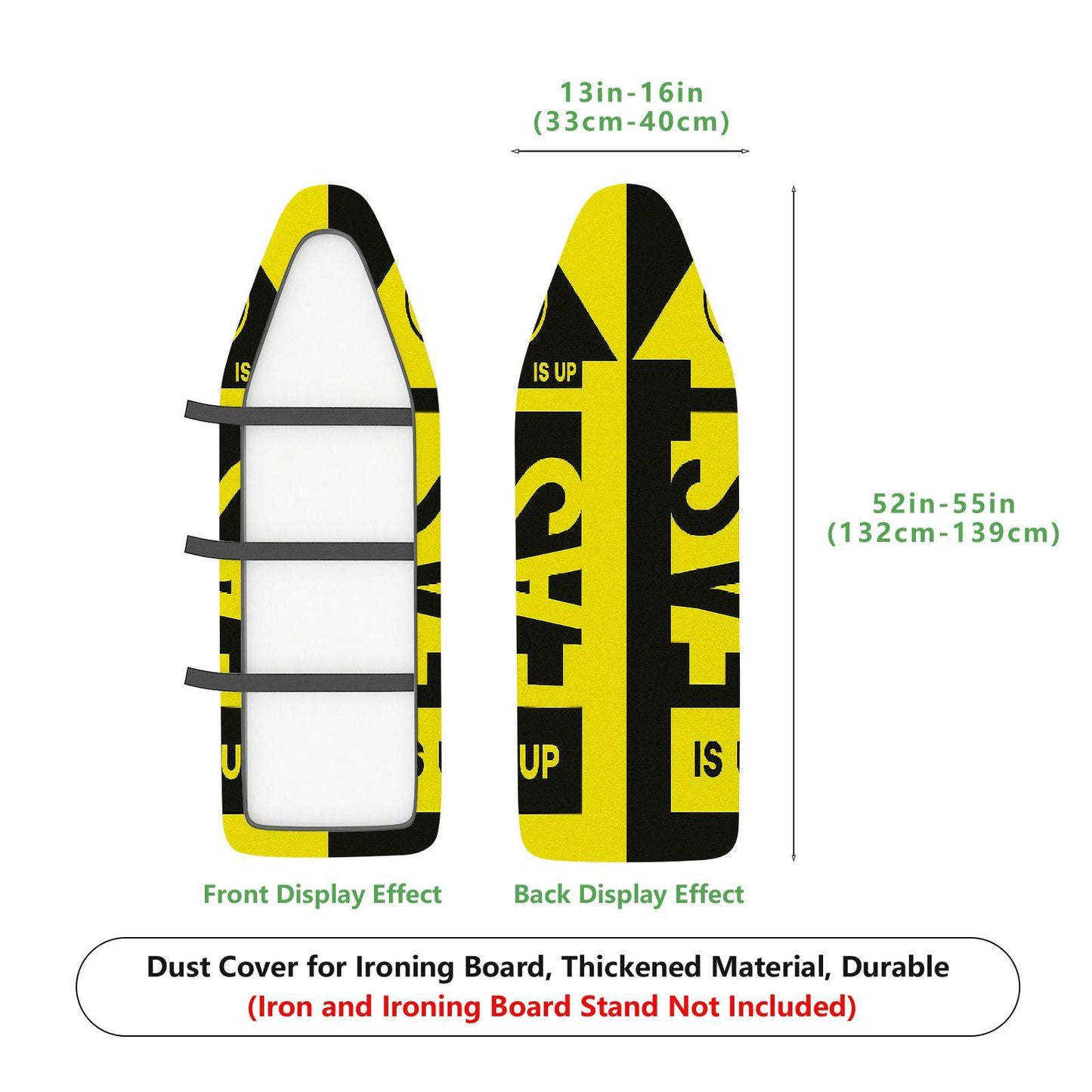 1-Piece Yellow Black Graphic Text  Ironing Board Cover, Universal Size, Without Board