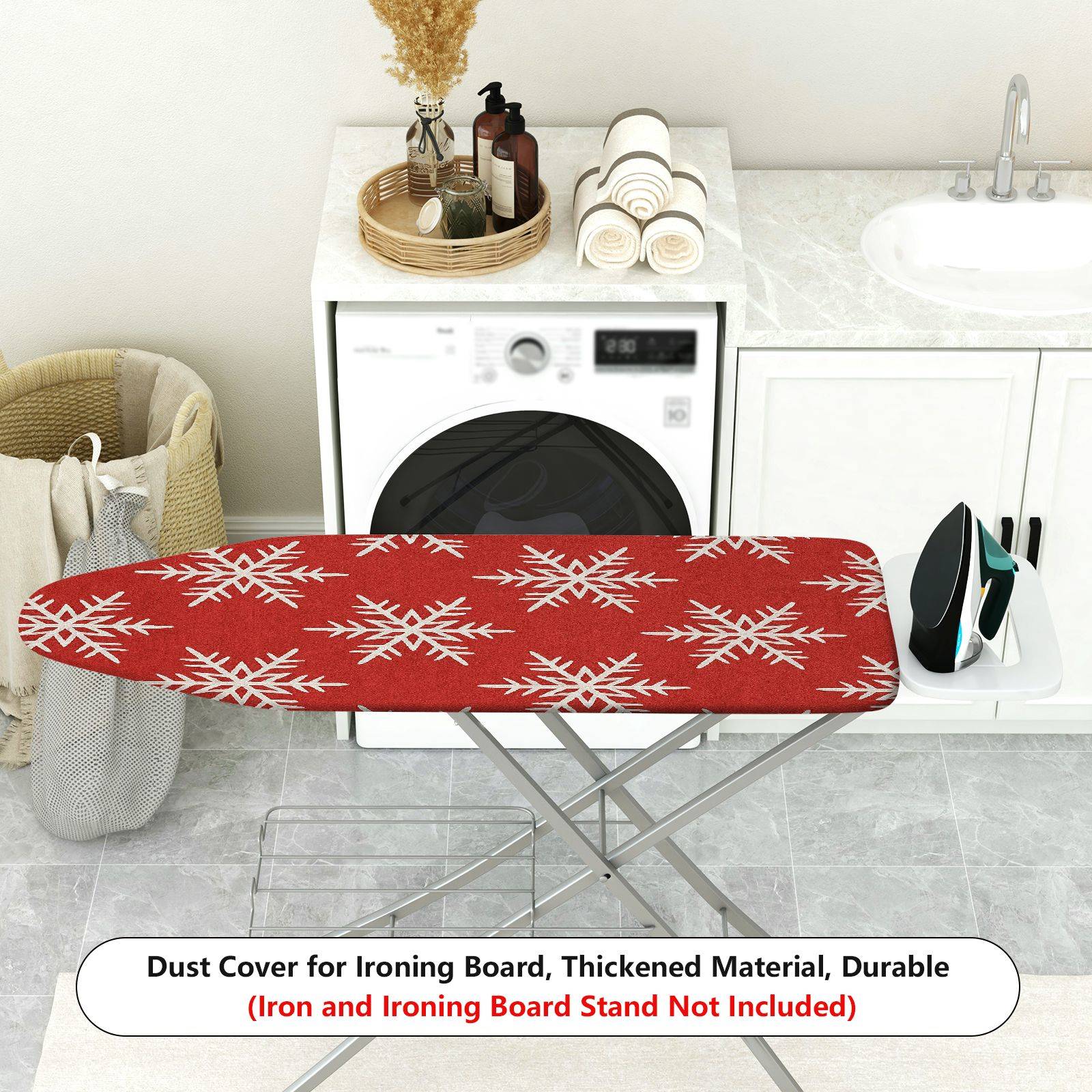 1-Piece Snowflake Red White Christmas  Ironing Board Cover, Universal Size, Without Board