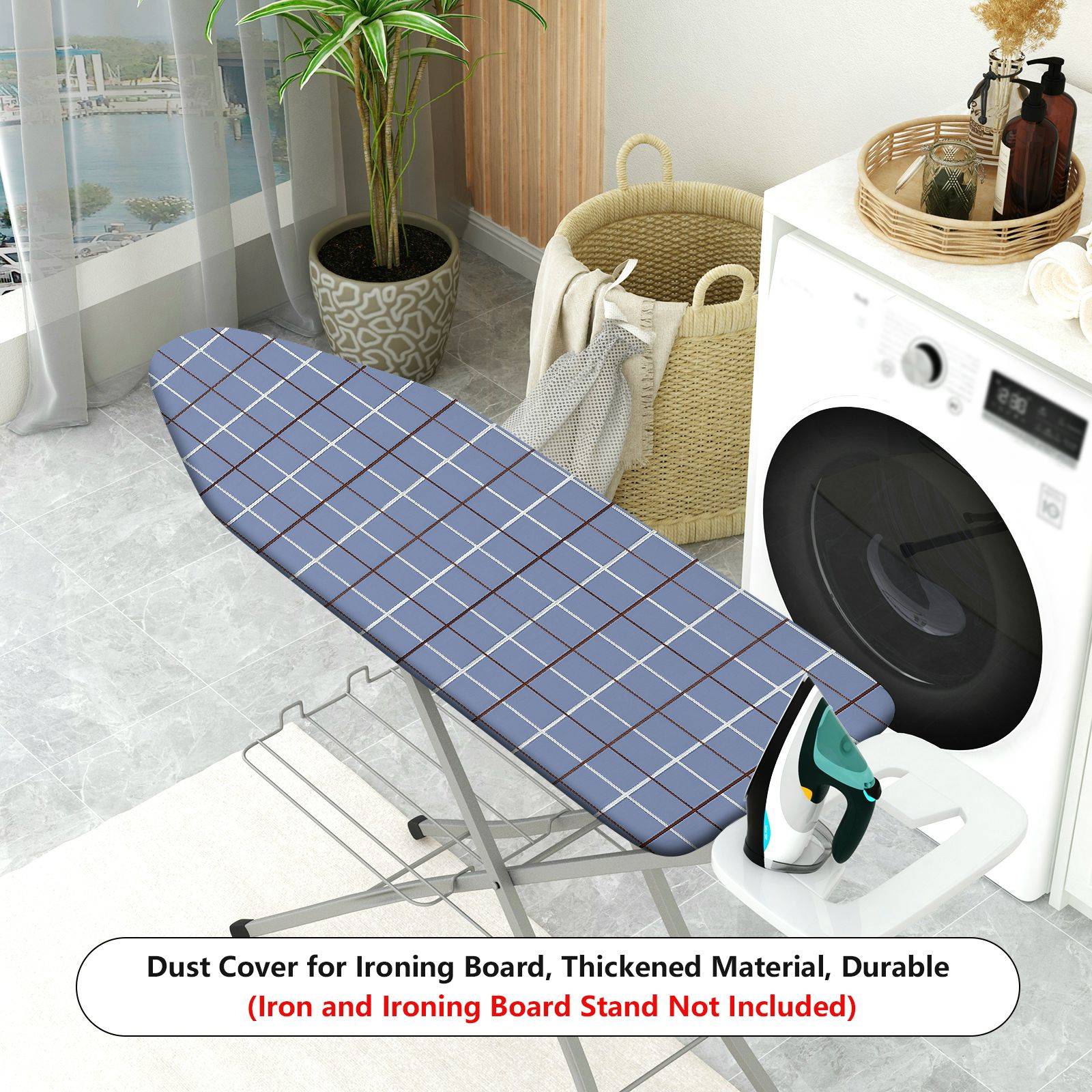 1-Piece Plaid Blue Checkered Pattern  Ironing Board Cover, Universal Size, Without Board