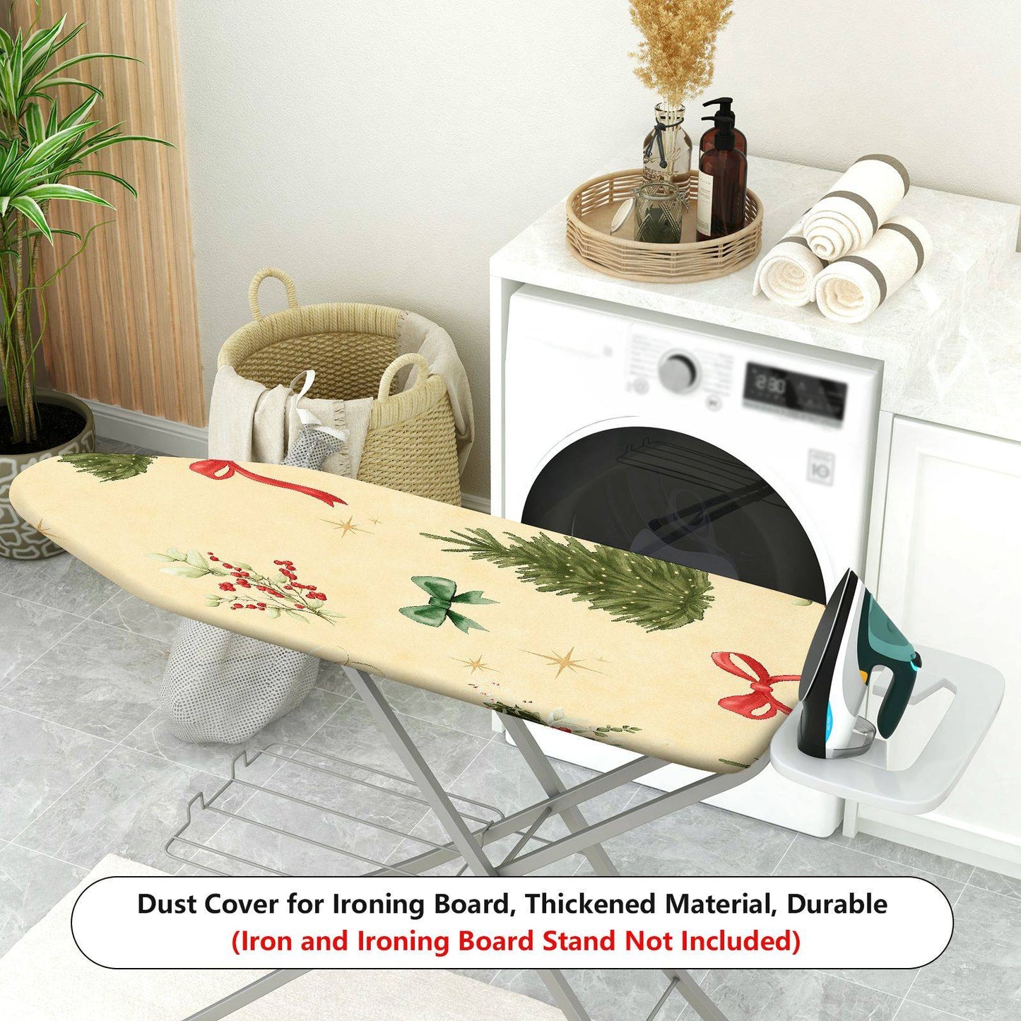 1-Piece Christmas Tree Holly Ribbon  Ironing Board Cover, Universal Size, Without Board
