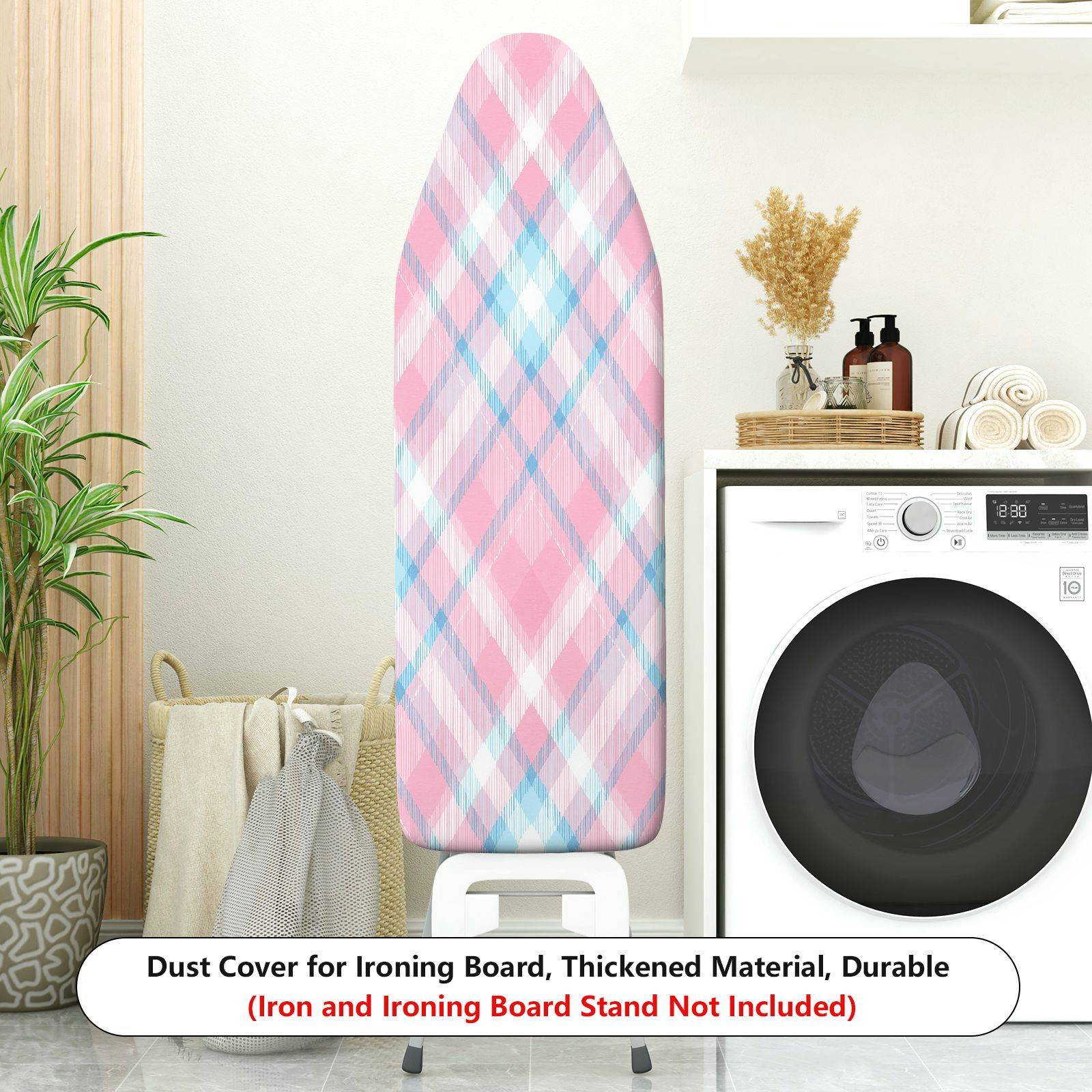 1-Piece Pink Plaid Pastel  Ironing Board Cover, Universal Size, Without Board