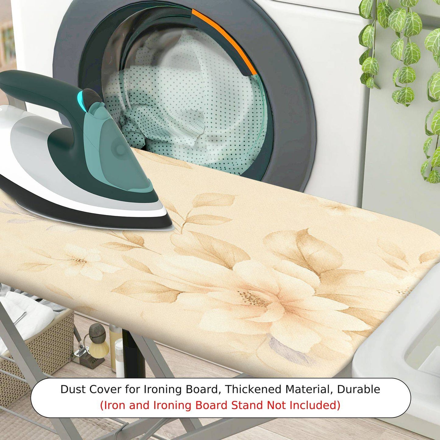 1-Piece Floral Beige Pastel  Ironing Board Cover, Universal Size, Without Board