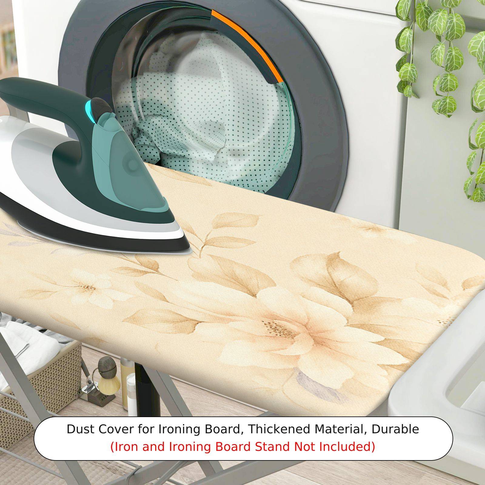 1-Piece Floral Beige Pastel  Ironing Board Cover, Universal Size, Without Board