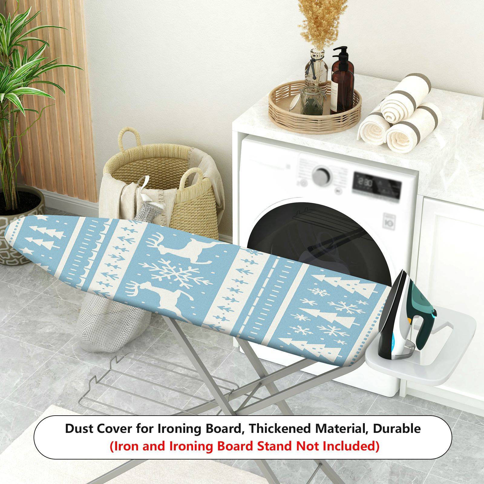 1-Piece Reindeer Snowflake Christmas  Ironing Board Cover, Universal Size, Without Board